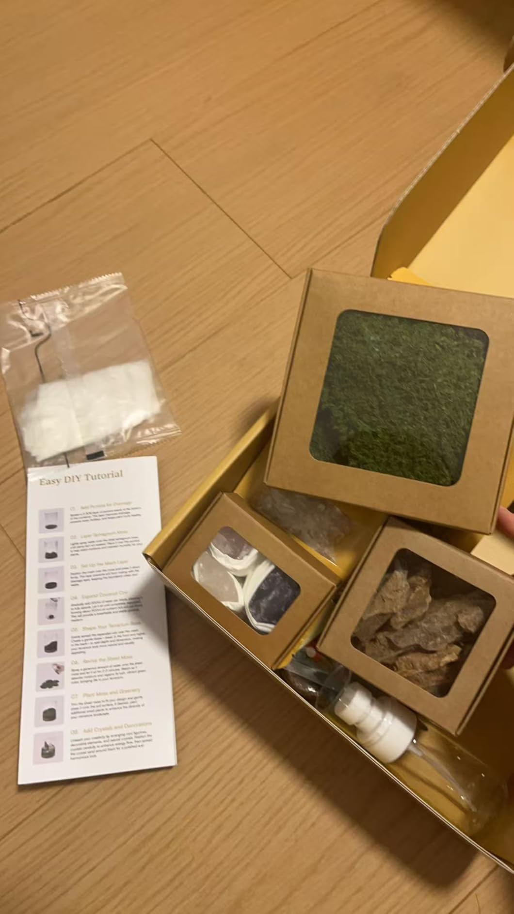 DIY Crystal Terrarium Kit - 21-Pieces All-In-One Starter Kit with Preserved Moss, Pumice, Crystals, Coconut Coir, Tools & Decor | Healing Gift for relaxing | Plants Lovers | Home & Desk Decor customer photo 2