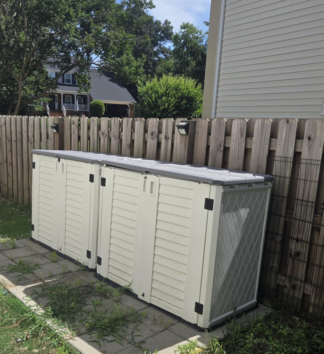 KINYING Outdoor Storage Shed, 57 Cu.ft Vertical Outdoor Storage Cabinet Waterproof, Outdoor Resin Tool Shed for Patio Furniture, Garden Tools, Pool Accessories, Lawn Mower (Coffee Color) customer photo 1