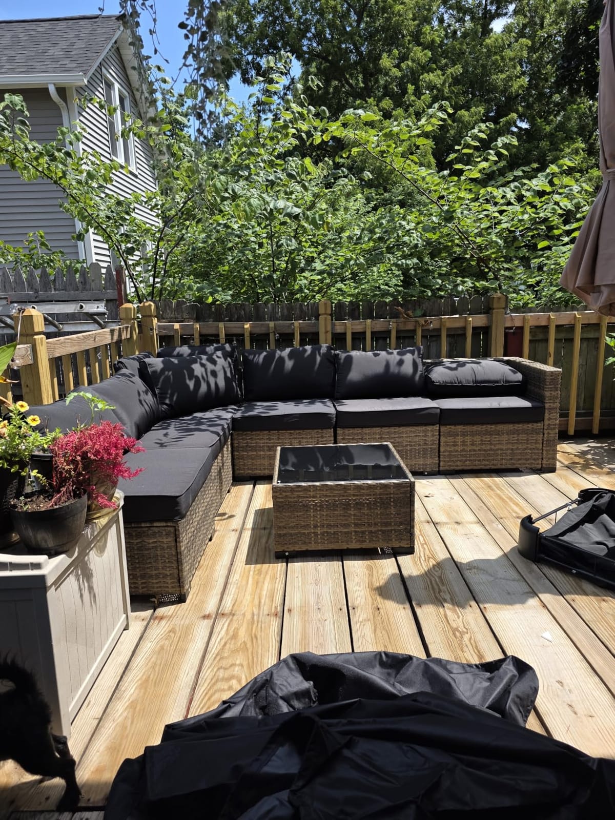 Aoxun Patio Furniture Sets, 8-Piece Outdoor Patio Furniture with 44'' Propane Gas Firepit Table, Wicker Outdoor Conversation Set Sectional Sofa for Backyard, Poolside, Garden (Black Cushion) customer photo 1
