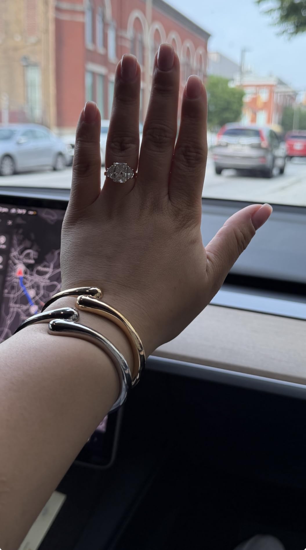 Chunky Gold Bangle Bracelets for Women, Dainty 14k Gold Plated Big Stackable Bangles Set, Trendy Statement Cuff Bracelet Stack Fashion Jewelry Gifts customer photo 1