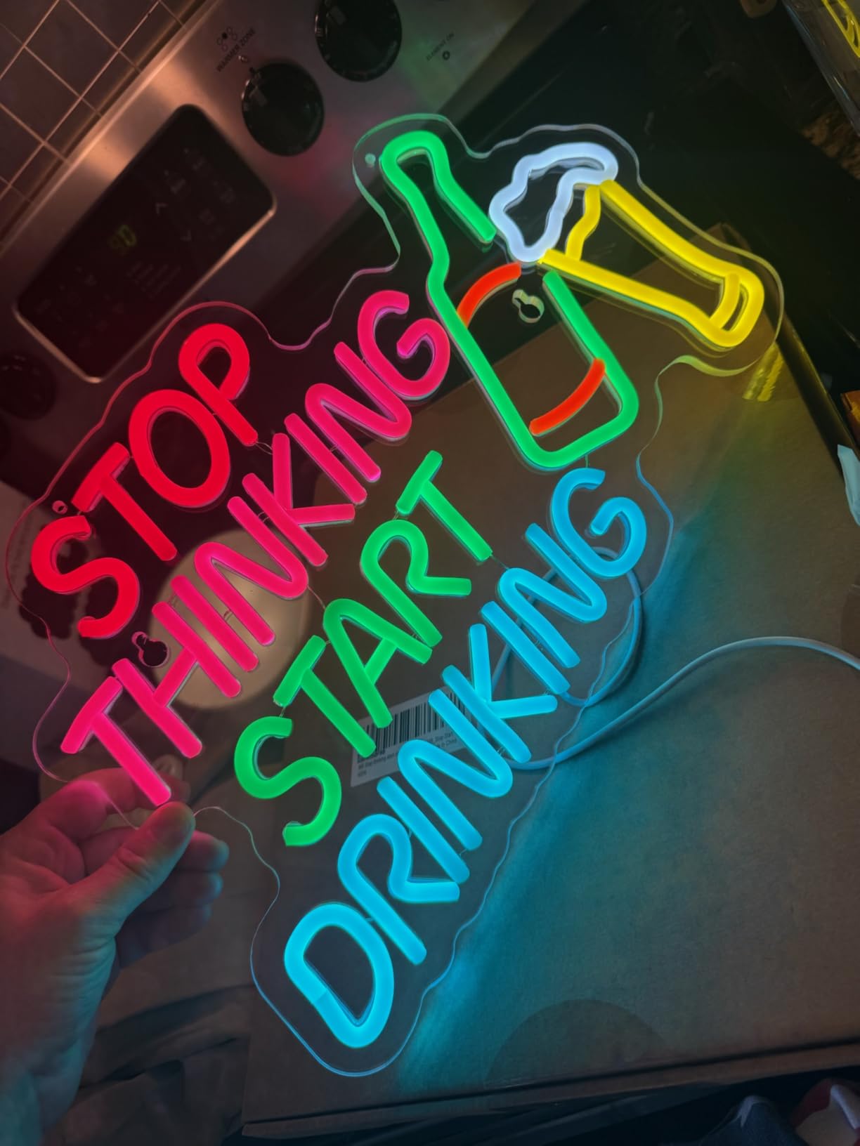 Stop Thinking Start Drinking Bar Neon Sign for Bar Sign Wall Decor with Dimmable Switch for Beer Pub LED Neon Signs Light Decor customer photo 1