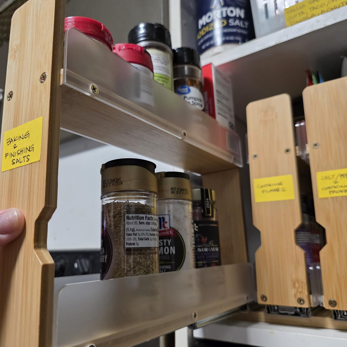 SpaceAid Bamboo Pull Out Spice Rack Organizer for Cabinet, Heavy Duty Slide Out Seasoning Kitchen Pantry Sliding Vertical Organization, 7.6