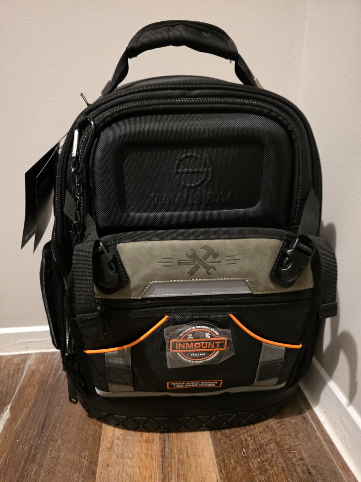 Tool Backpack Bag, HVAC Heavy Duty Construction Tools Backpack for Men, 1680D Professional Level Durable Tool Organizer, with Molded Base & Combination Lock customer photo 1