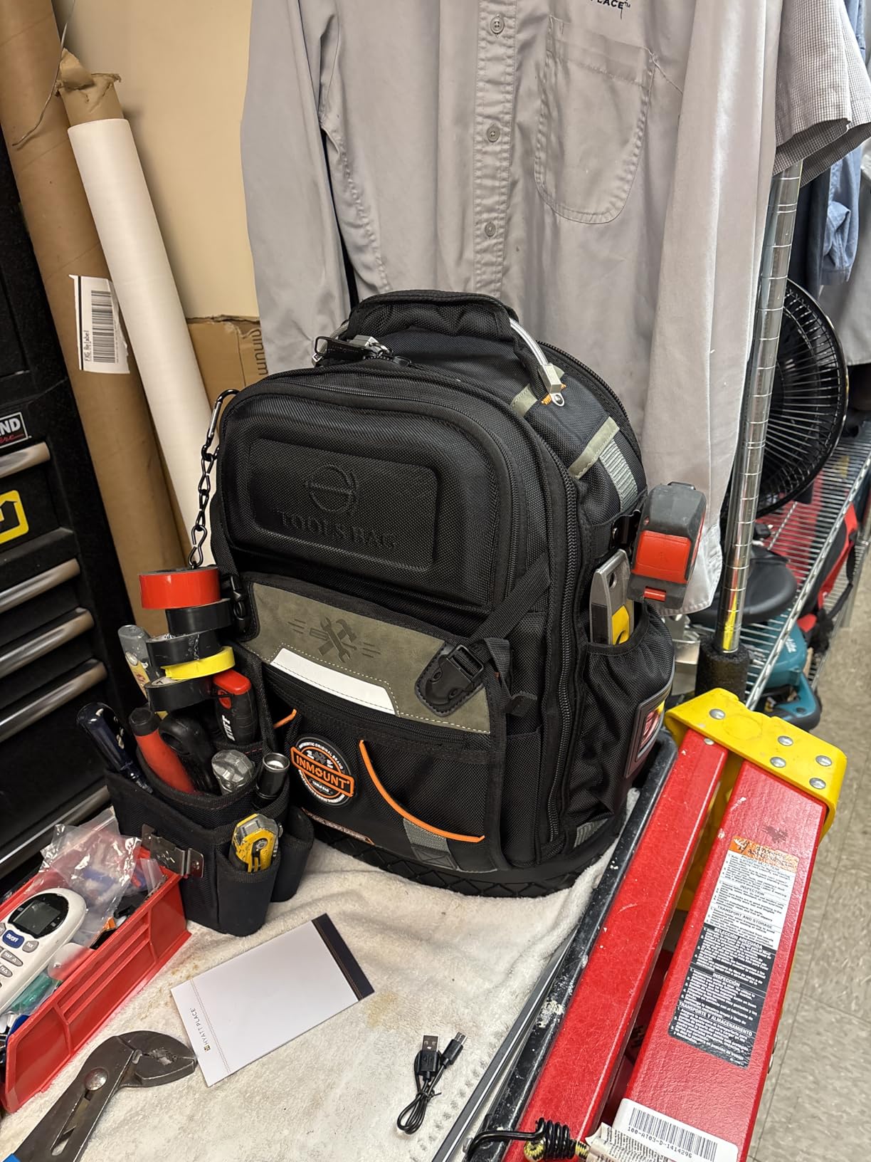 Tool Backpack Bag, HVAC Heavy Duty Construction Tools Backpack for Men, 1680D Professional Level Durable Tool Organizer, with Molded Base & Combination Lock customer photo 2