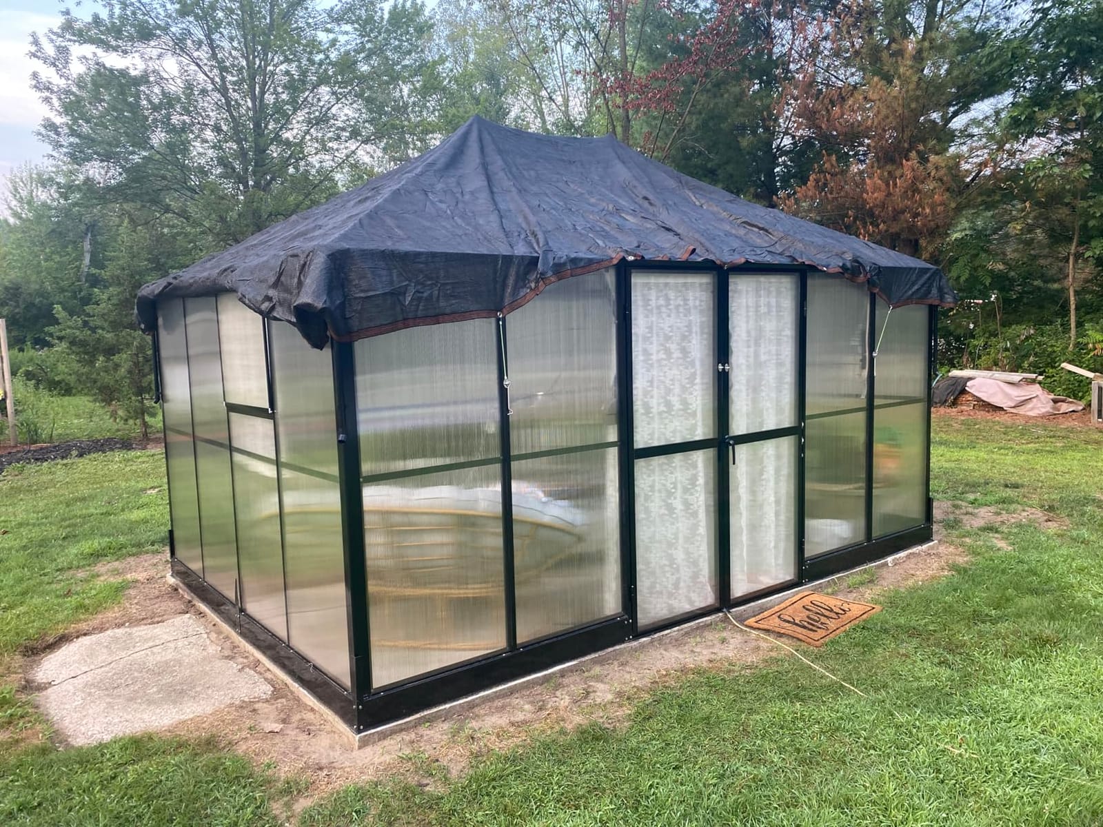 HOWE 16x12x9.5 FT Polycarbonate Greenhouse for Outdoors, Pavilion Style | Aluminum Greenhouse with 4 Vents & Lockable Double Doors, 6 FT Wall Height, Walk-in Sunroom, Ideal for Garden & Patio Use customer photo 2
