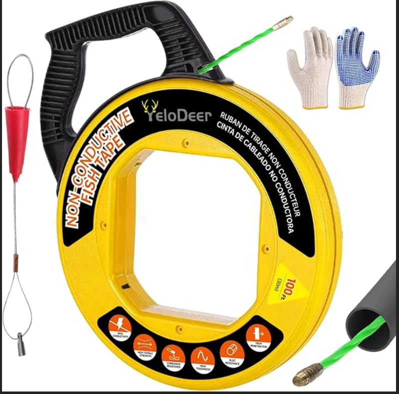 100 FT 4.5mm Non Conductive PET Fish Tape Wire Puller Tool, Professional Wire Fishing Tools, Rust-Proof Wire Snake, Walls, Electrical Conduit, Ceiling, Floor, Pipes Line customer photo 2