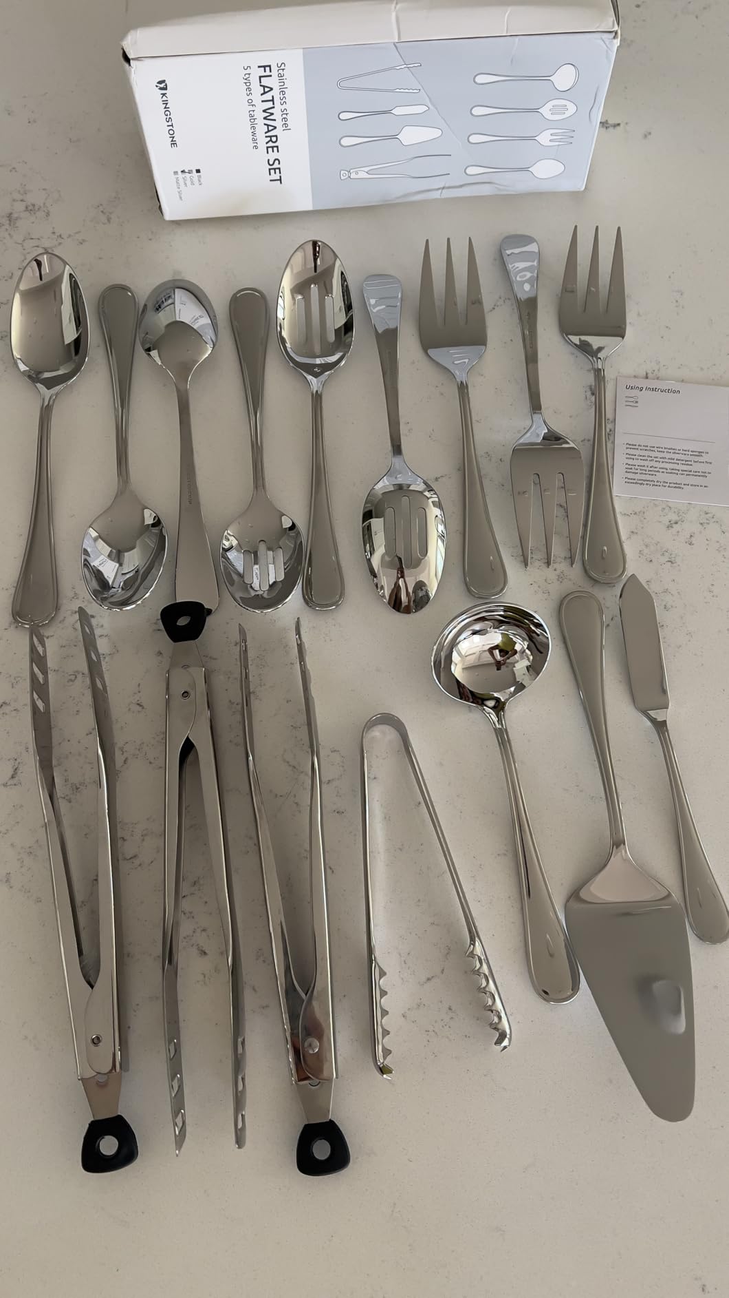 12-Piece Teardrop Serving Utensils Set, 18/10 Stainless Steel Utensils | Serving Utensils, Includes Serving Spoons, Forks & Tongs, Dishwasher Safe, Buffet, Catering, Wedding customer photo 2