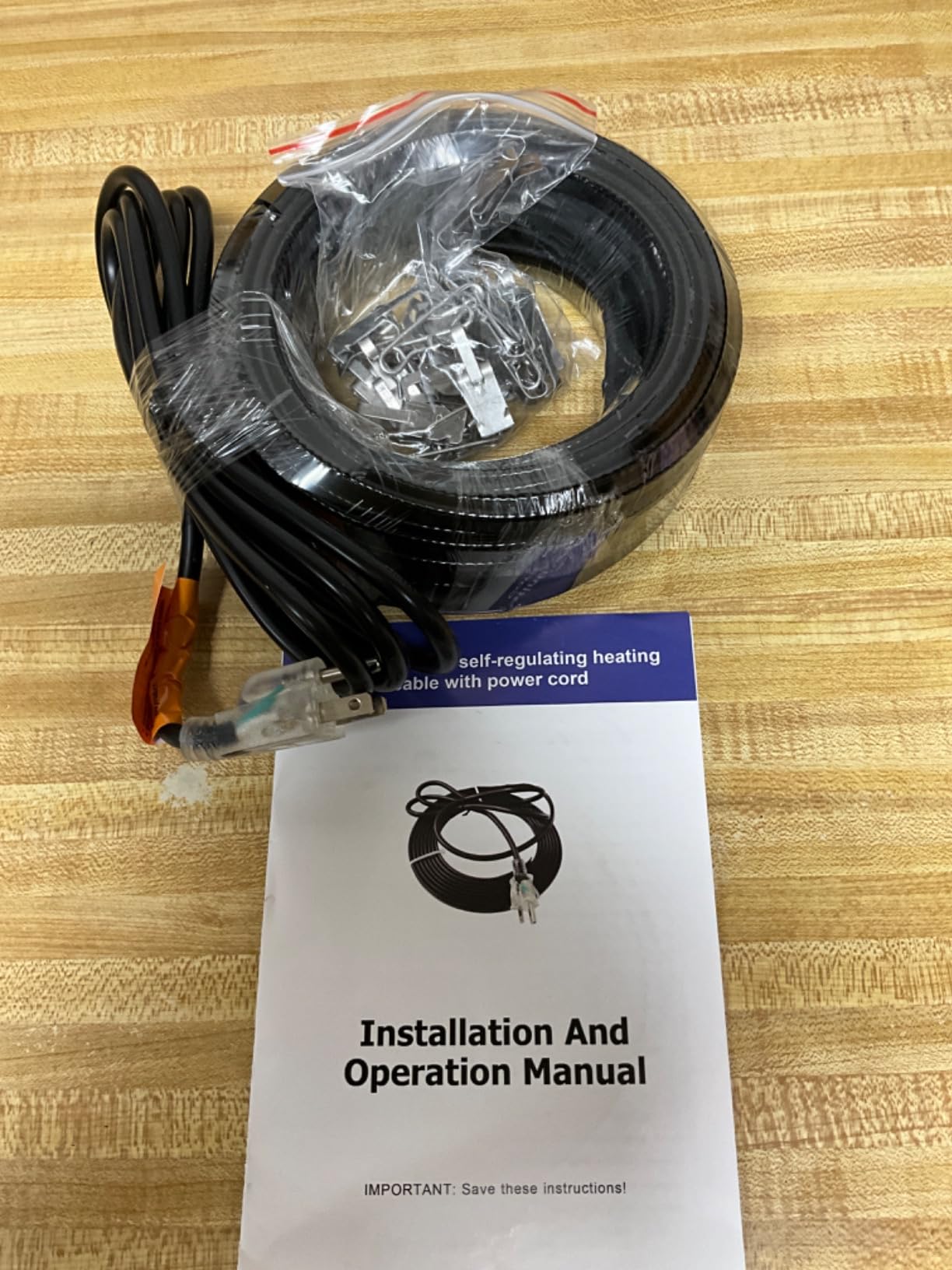 152FT Heat Tape for Roof and Gutters, 8 Watts/ft Roof Heat Cable | 60PCS Clips & Spacers, Self-Regulating Heat Cable w/LED Plug, Gutter Heat Cable for Ice Dam & Pipe Freeze Prevention customer photo 1