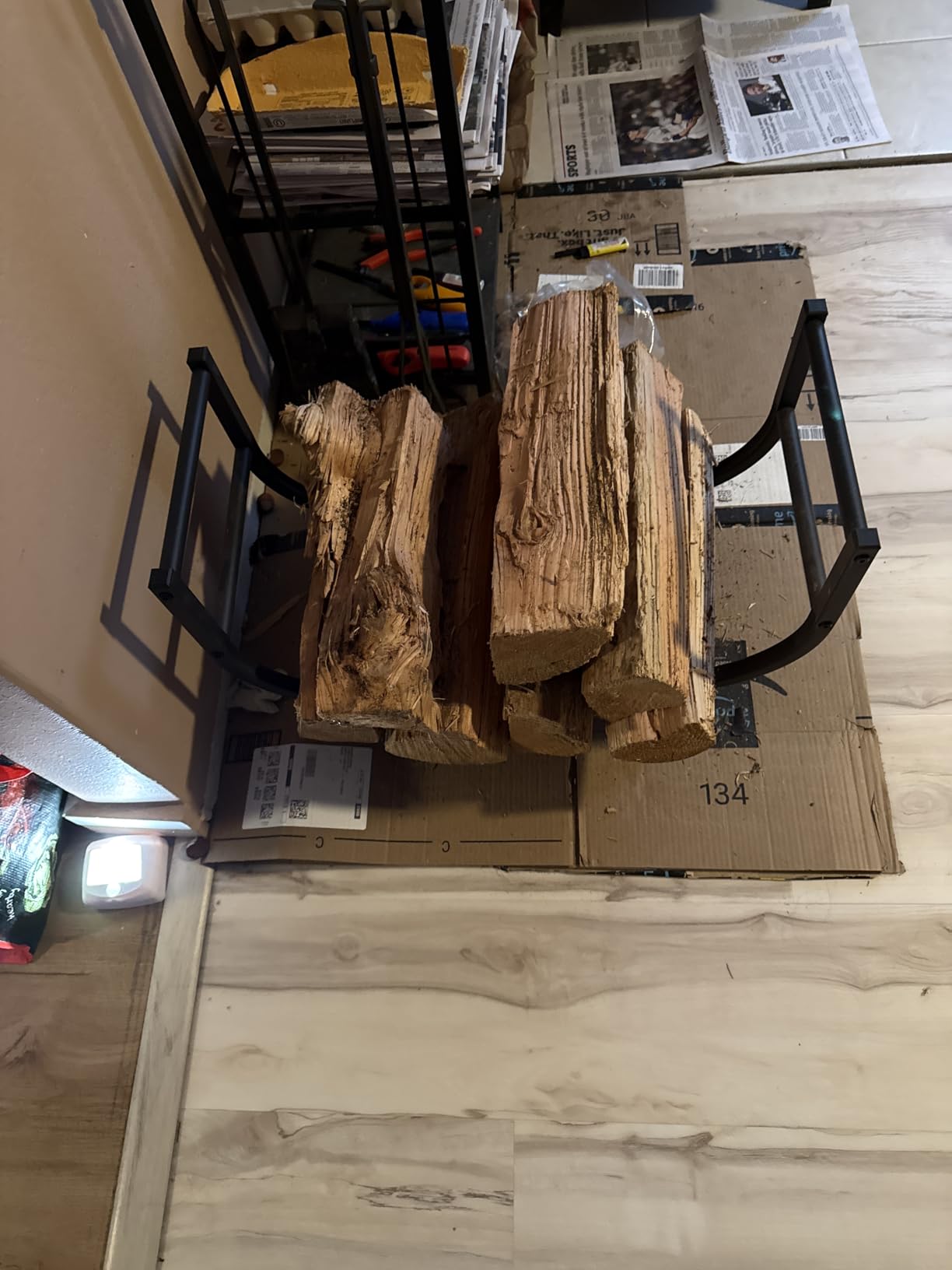 YQBRAO 32-Inch Firewood Rack Rolling Firewood Cart with Log Carrier Bag, 800 lb Steel Firewood Holder with Rolling Wheels, Removable Carrier Bag, Rust-Resistant Frame for Fireplace, Patio & Deck customer photo 1