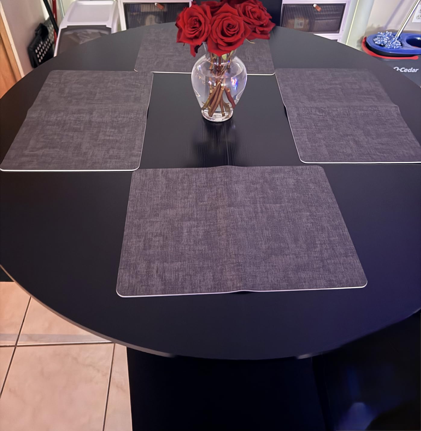 Fyvva Placemats Set of 6 Wipeable Reversible Faux Leather with Coasters | Waterproof, Non-Slip Rectangular Table Mats, Heat, Stain & Scratch Resistant, for Indoor & Outdoor Dining, Table Decor customer photo 1