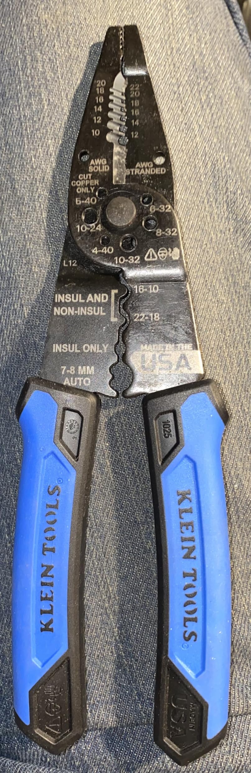 Klein Tools 1025 Long Nose Multi-Purpose Wire Stripper, Made in USA Professional Electrician Tools, Crimping Tool, Cable Stripper for 10-20 AWG Solid, 12-22 AWG Stranded Wire customer photo 2