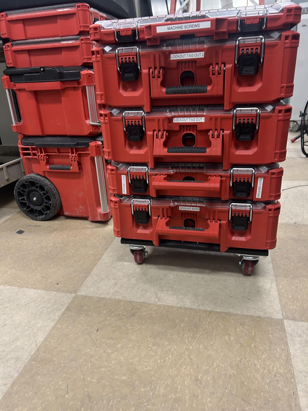 Upgrade Tool Box Dolly Push Cart Compatible with Milwaukee Packout Toolbox, Thickened Carbon Steel Frame, Larger Wheels with Brake, Up to 330lbs customer photo 1