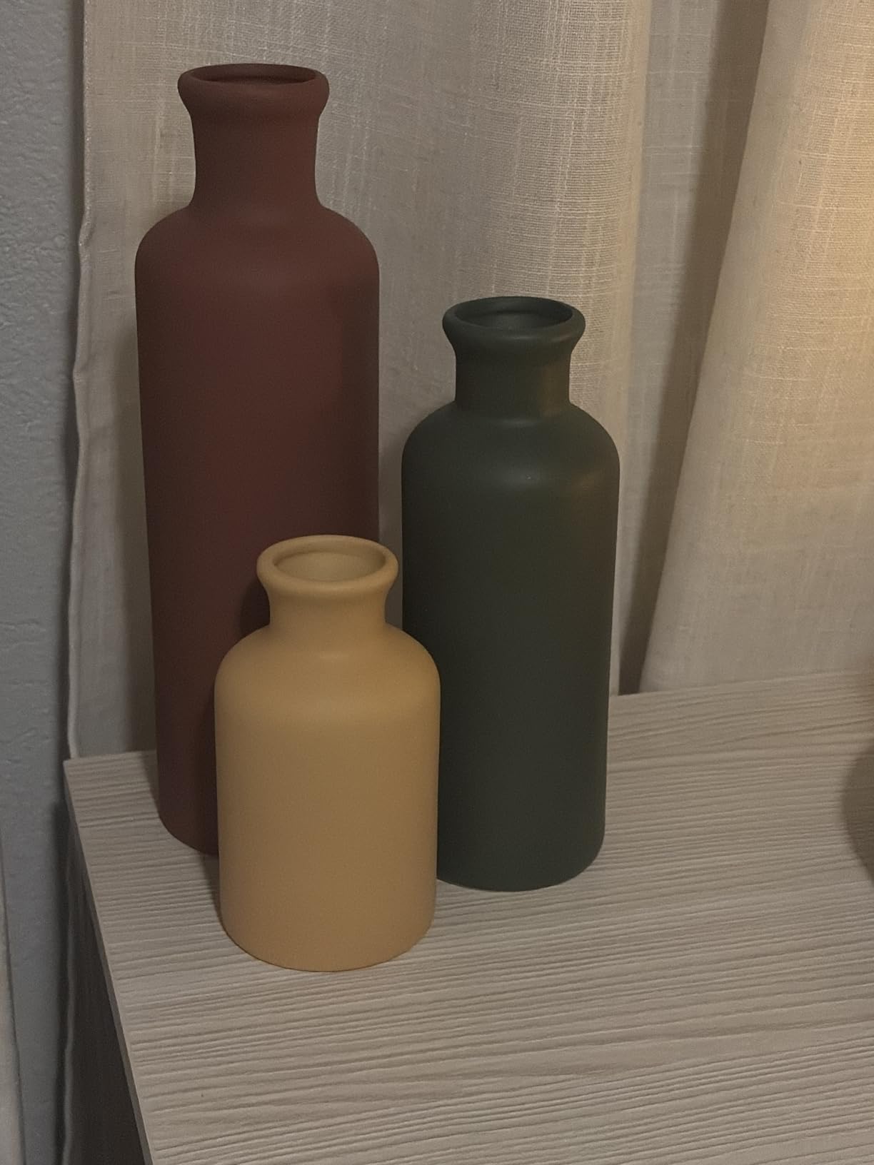 Modern Ceramic Vase Set of 3, Beige Colors, Decorative Bottles for Home, Farmhouse Rustic Decor, Housewarming Gifts, Wedding Gifts, Bridal Shower Gifts, Birthday Gifts for Women (Beige) customer photo 2