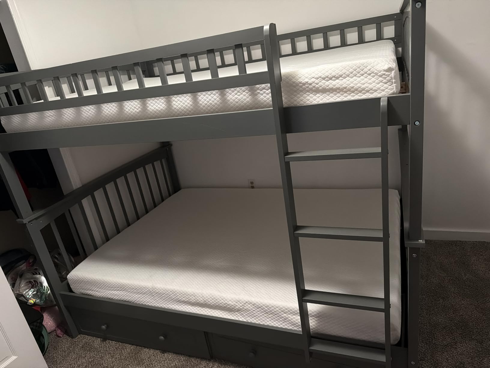 Harper & Bright Designs Convertible Wood Twin Over Full Bunk Bed with 2 Storage Drawers and Ladder - Can Be Divided Into Two Daybeds, Espresso customer photo 2