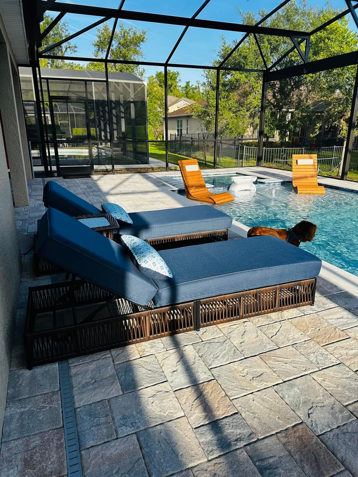 Luxury Outdoor Chaise Lounge Chairs of 2 with 5 Inch Thick Cushions and Side Table - 3 PCS High Back Brown Wicker Rattan Patio Recliners Lounger Furniture Set for Poolside Sunbathing - Beige customer photo 1