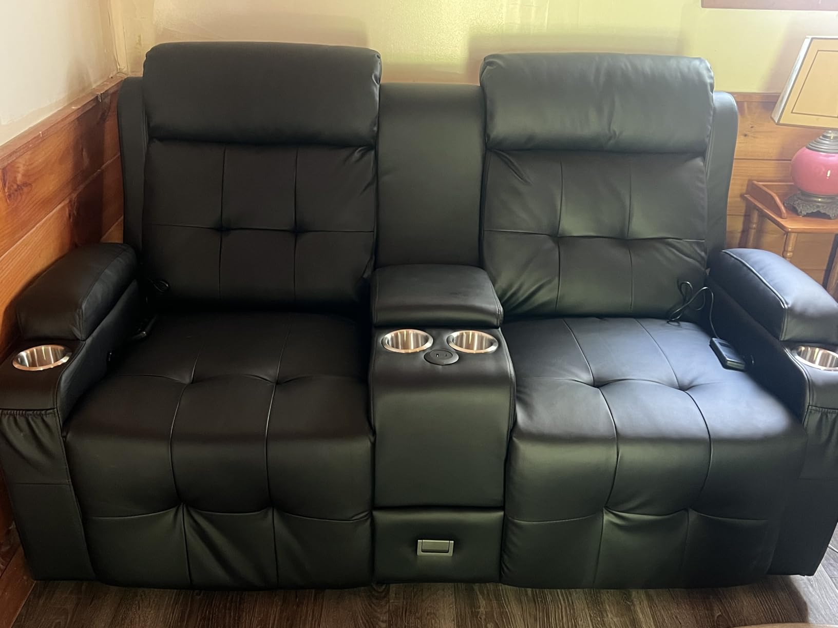 880LBS Big and Tall Reclining Loveseat, Loveseat Recliner with 8-Gear Silent Massage, 90% Pre-Assembled Home Theater Seating with USB-A & Type-C, Wall Hugger Recliners RV Loveseat Sofa for Living Room customer photo 2