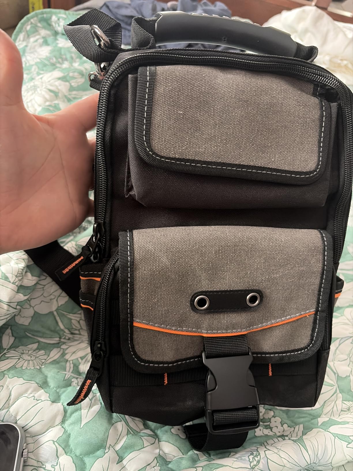 Electrician Tool Pouch Bag, Zippered HVAC Tool Organizer | Heavy-Duty Canvas Fabric, Ergonomic Handle, Removable Shoulder Strap, Ideal for Maintenance Repair Technician customer photo 1