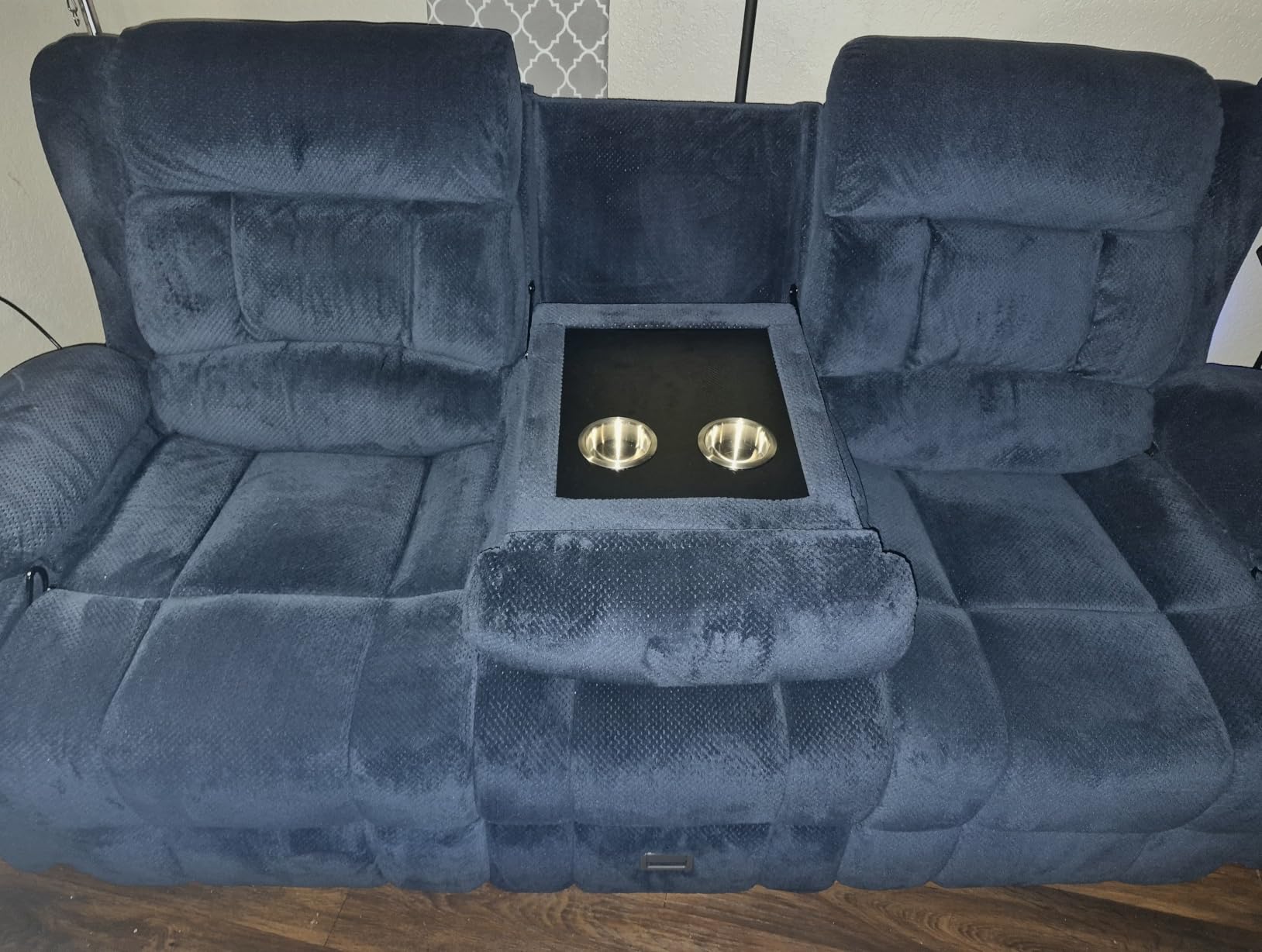 RV Loveseat Recliner Sofa, Wall Hugger Reclining Loveseat RV Couch with USB Ports, Cup Holders, Pockets, 150° Adjustable RV Furniture Velvet Fabric Recliners for Travel & Home Theater Seating customer photo 2