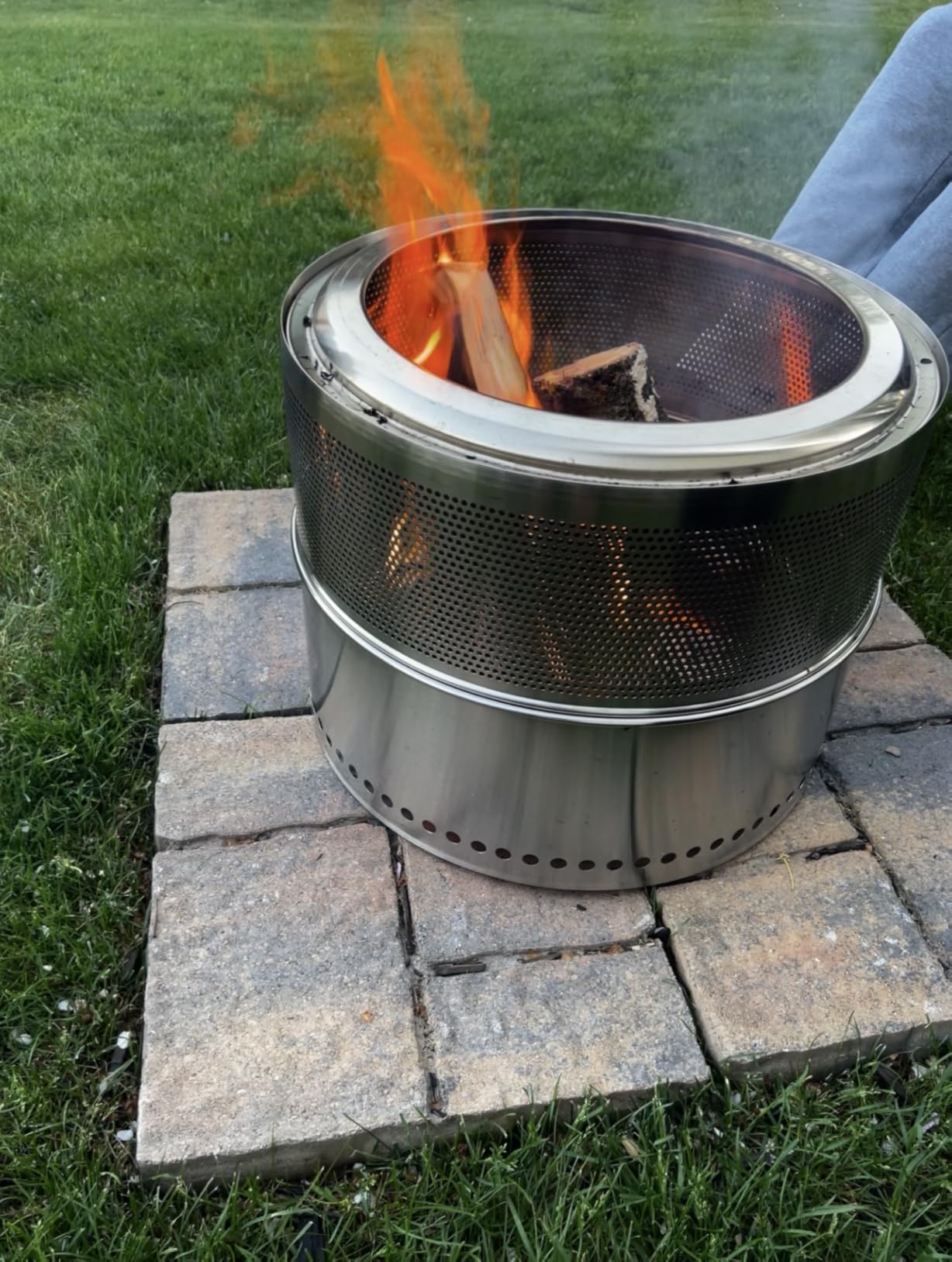 Smokeless Fire Pit 20 Inch, Portable Stainless Steel Firepit Outdoor | 360° Airflow Low Smoke Wood Burning Fire Pit for Camping, RV & Patio, Grill Grate, Ash Pan, Carry Bag & Heat-Resistant Gloves customer photo 2