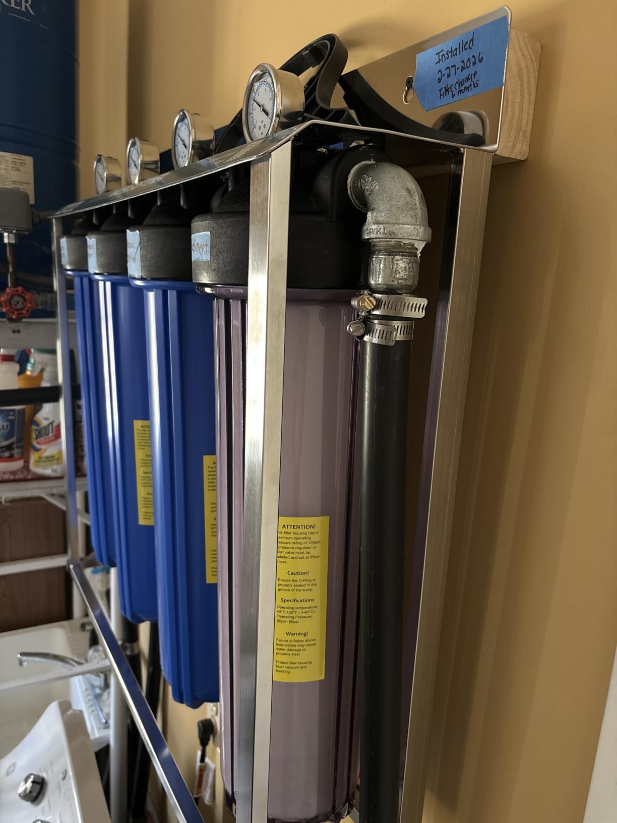 NU Aqua 4 Stage Main Line Salt Free Water Softener Whole House Water Filter System (20