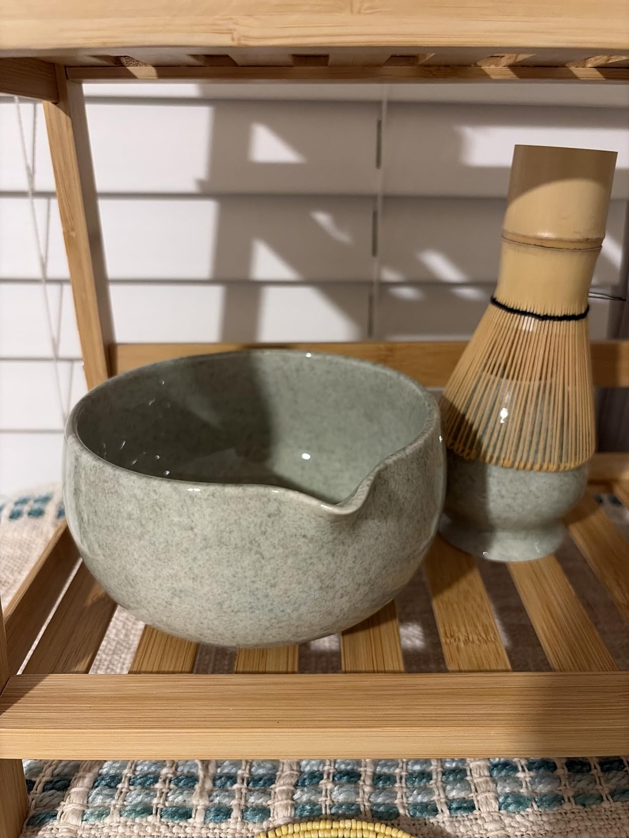 YIBO Matcha Whisk Set With Bowl, Ceramic Matcha Making Kit Includes Bamboo Whisk (Chasen), Holder Stand, Powder Starter Sifter, Scoop, Measuring Spoon & Cup Tea Tools For Ceremony (Mottled Green) customer photo 2
