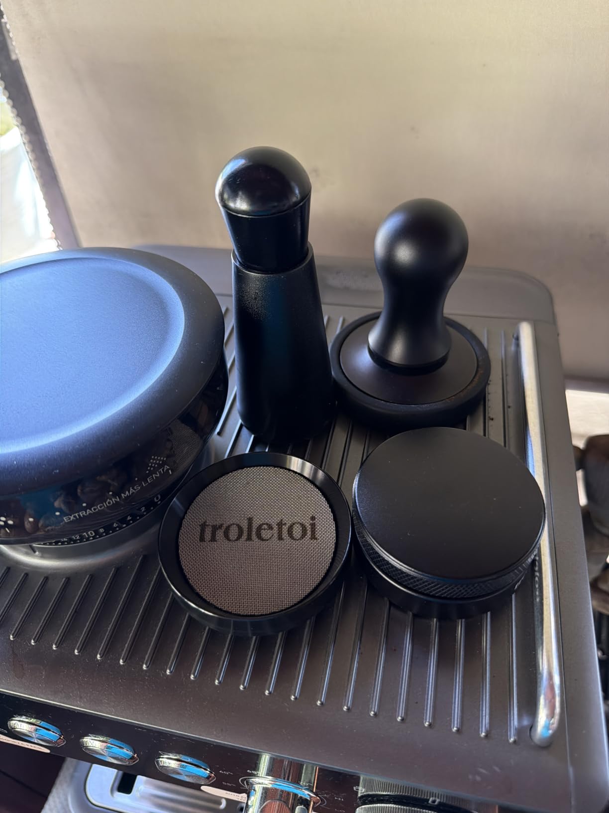 7 PCS Espresso Accessories Kit: 53.3mm Espresso Tamper, Coffee Distributor, Puck Screen, Dosing Funnel and WDT Tool, Espresso Tools Set Fits Breville 54mm Espresso Machines and Portafilters customer photo 2
