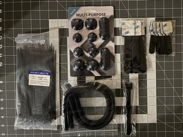 137PCS Cable Management Kit 4 Cable Sleeve Split 100 Cable Zip Ties 10 Cable Clips 15 Adhesive Wall Cable Tie 10 Cable Zip Tie for TV Computer Office Home Under Desk customer photo 1