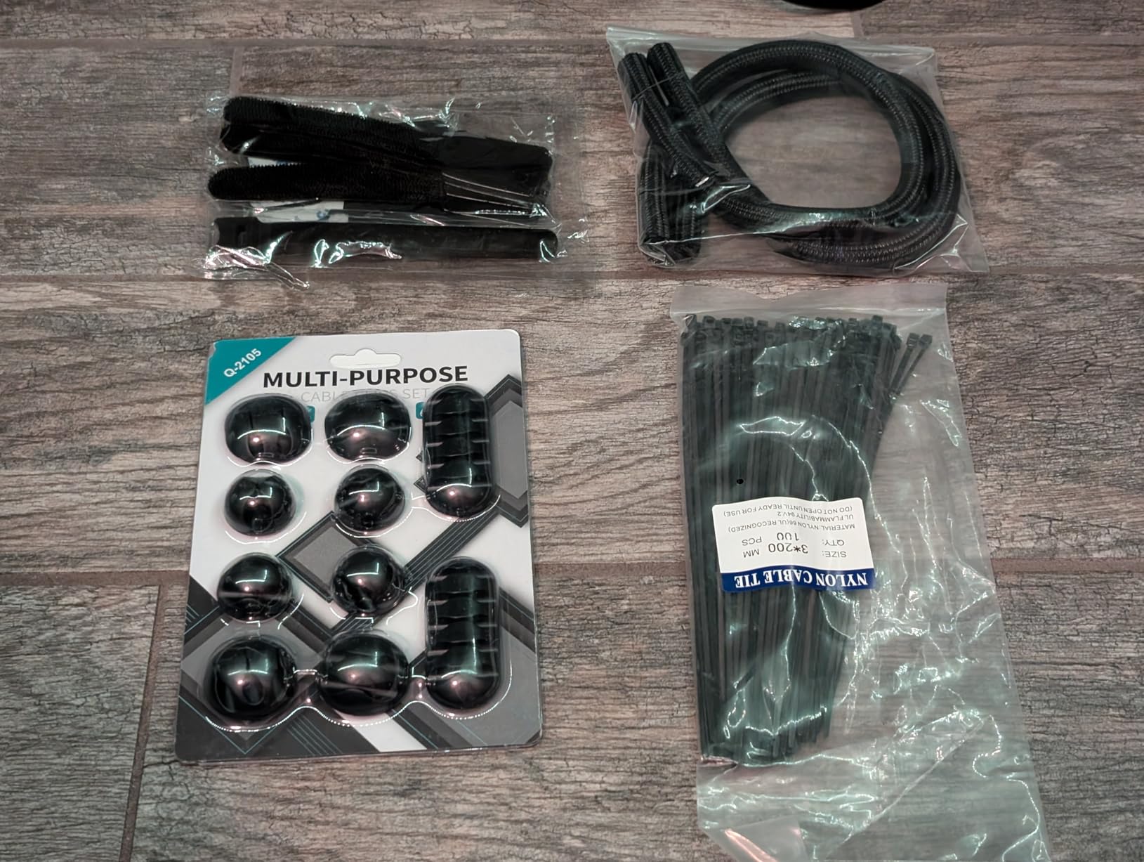 137PCS Cable Management Kit 4 Cable Sleeve Split 100 Cable Zip Ties 10 Cable Clips 15 Adhesive Wall Cable Tie 10 Cable Zip Tie for TV Computer Office Home Under Desk customer photo 2
