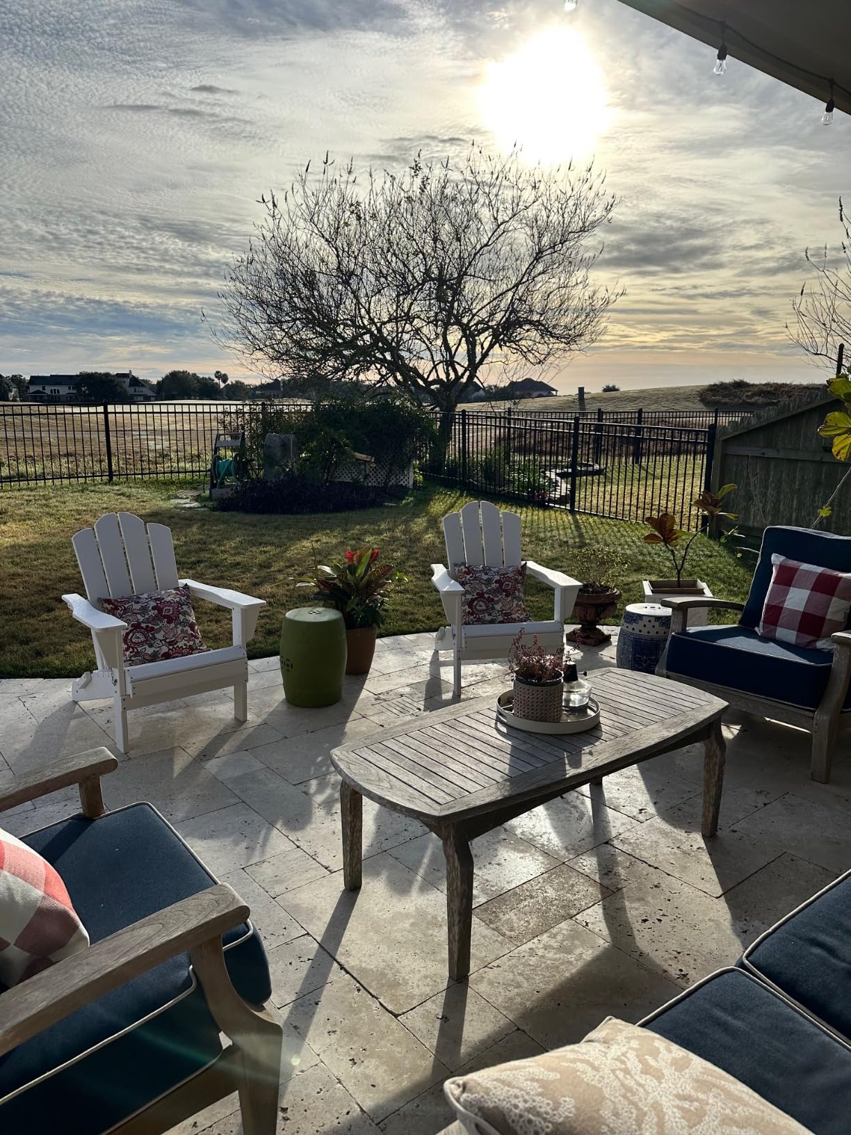 KINGYES Folding Adirondack Chair Set of 2, HDPE All-Weather Patio Chairs with Cup Holder, Wooden Textured Fire Pit Chairs for Poolside, Backyard, Deck, Navy customer photo 2