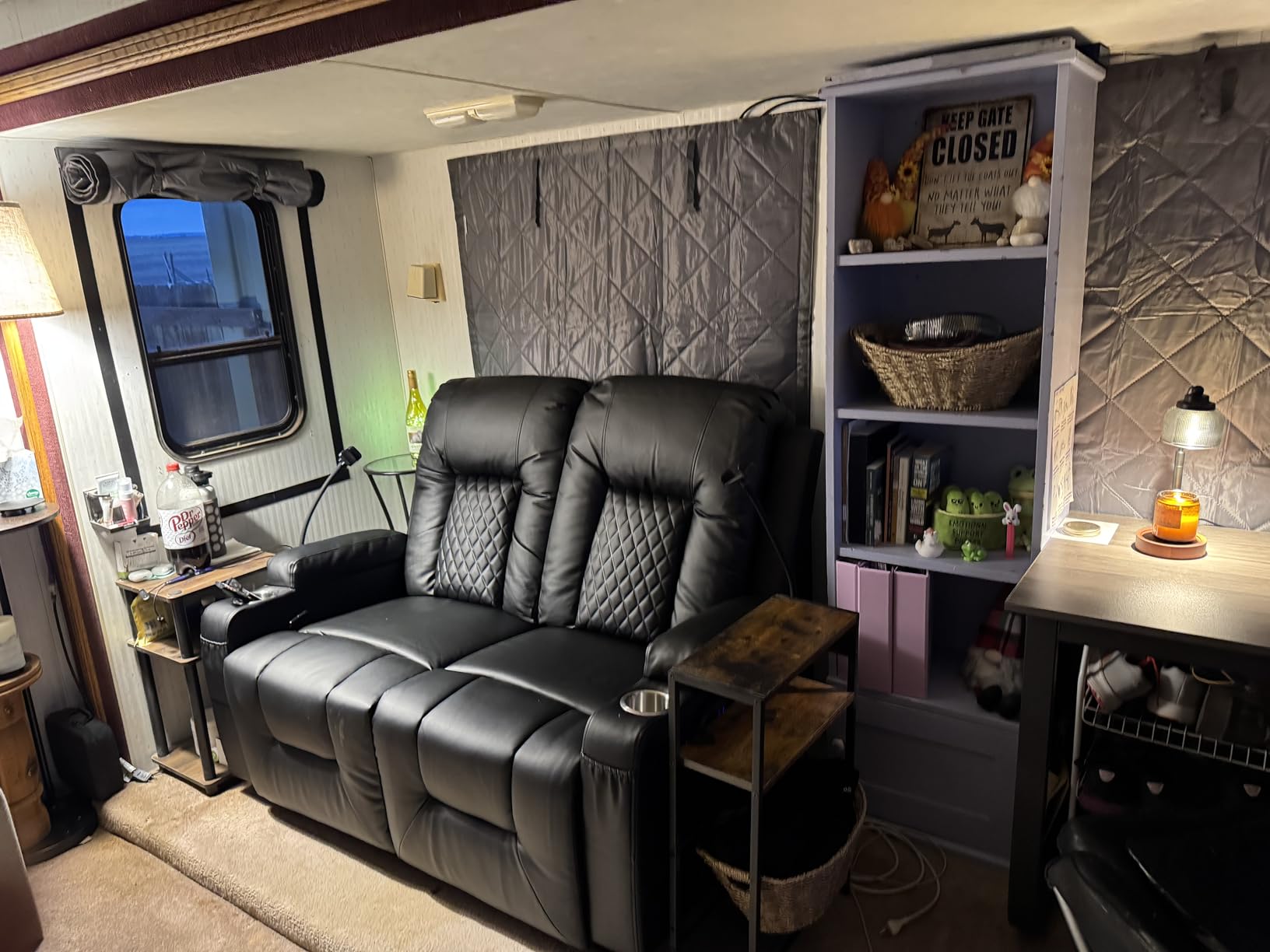 RV Loveseat Recliner Sofa, Reclining Loveseat Home Theater Seating with USB Ports, Cup Holders, Insert Pockets, Wall Hugger RV Recliners for Movie Room, Recline Movie Seats Gaming Sofa customer photo 1