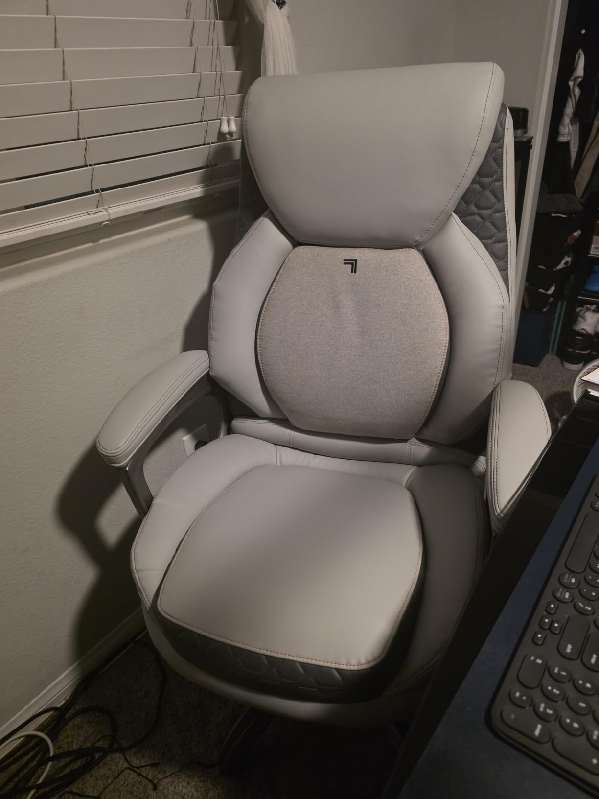 Sharper Image S600 Active Lumbar Ergonomic Bonded Leather Swivel Executive Massage Chair, White/Gray customer photo 2
