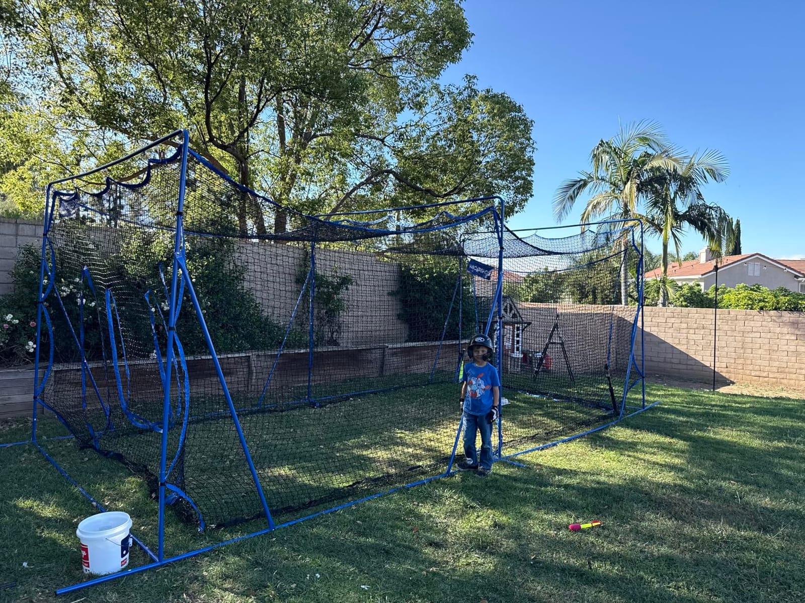 Batting Cage Net with Metal Frame, 20x10x8ft Baseball Softball Practice Net | All-Around Ball Containment, Heavy-Duty Metal Frame, Dual Sided 7-Ply Tear Resistant Net, for Backyard Hitting & Pitching customer photo 1