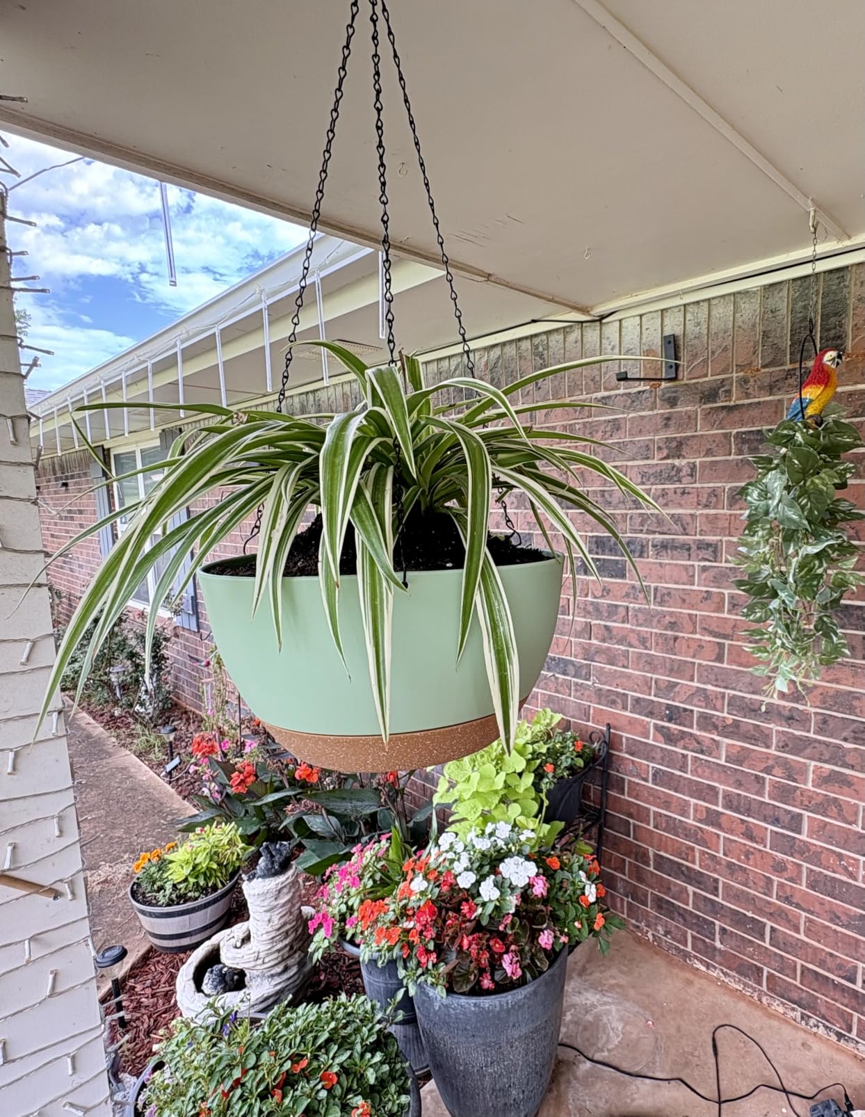 UOUZ 13 Inch 2 Pack Large Self Watering Hanging Planters for Indoor Outdoor Plants, Hanging Plant Pots with Removable 50 Oz Reservoir, Plastic Hanging Basket for Window Porch Garden Balcony, Black customer photo 2