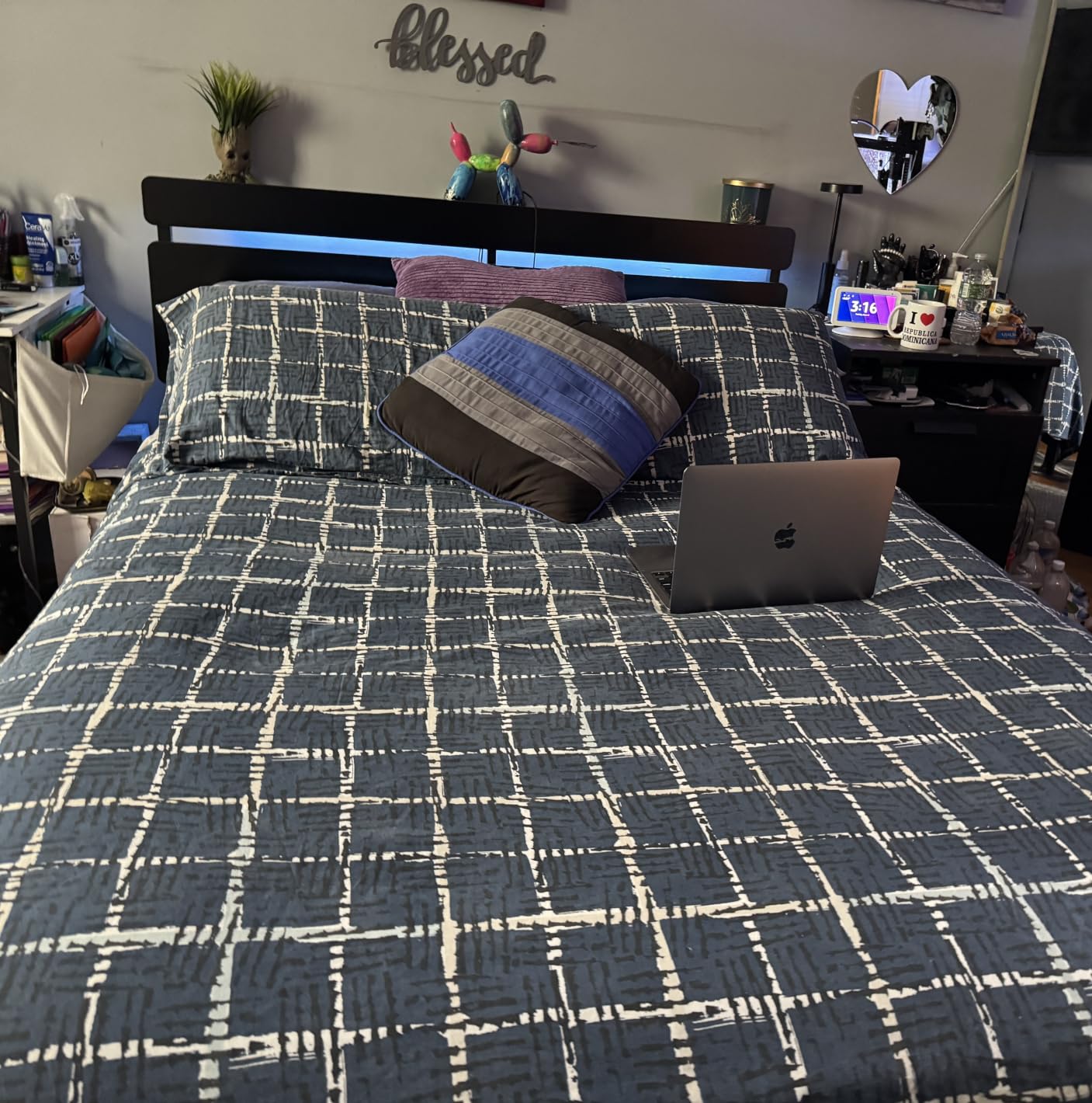 Forestell Queen Bed Frame with Wood Headboard, 2 Storage Drawers & Shelf | Built-in Charging Station & LED Lights, Metal Support, No Box Spring Needed, Noise-Free, Smart RGB, USB+Type-C customer photo 2