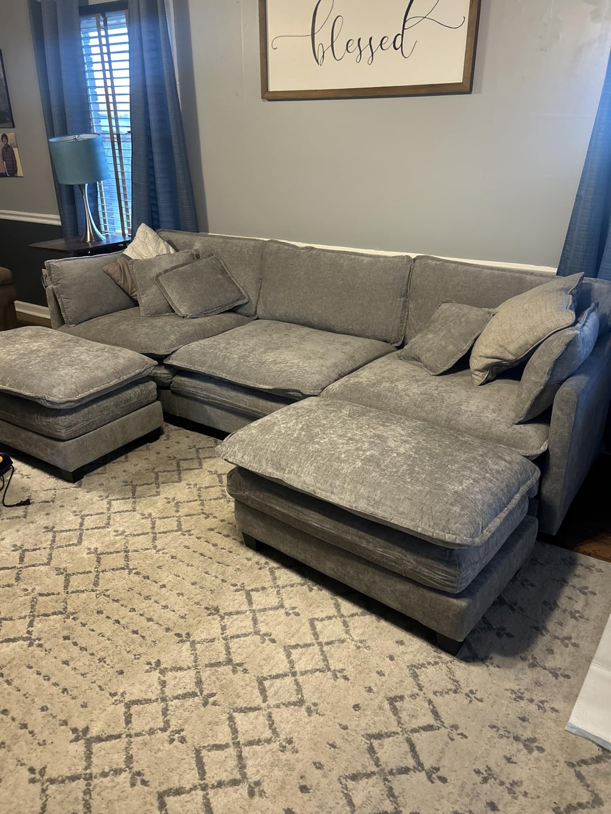 Hanherry Modular Sectional Sofa, Cloud Couch for Living Room, Modern Deep Seat Sofa Chenille Fabric Comfy Couches with Throw Pillows & Movable Ottoman for Apartment customer photo 2