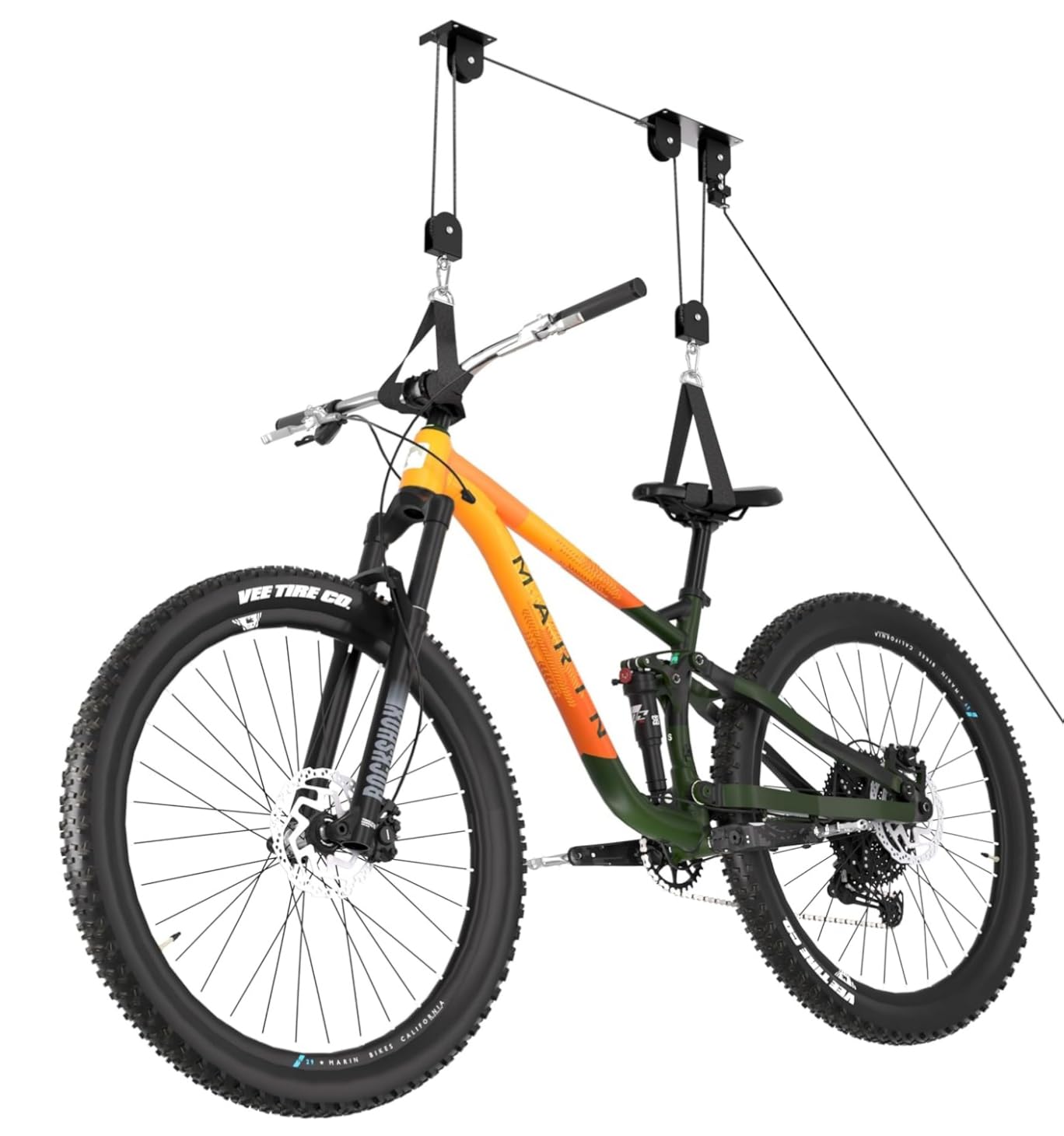Bike Hoist Ceiling Mount Ebike Lift Garage Overhead Storage | Heavy-Duty Bike Pulley Hoist System, Hold Up to 100 lbs Capacity, Fit 10-16 Foot Ceilings, Black customer photo 2