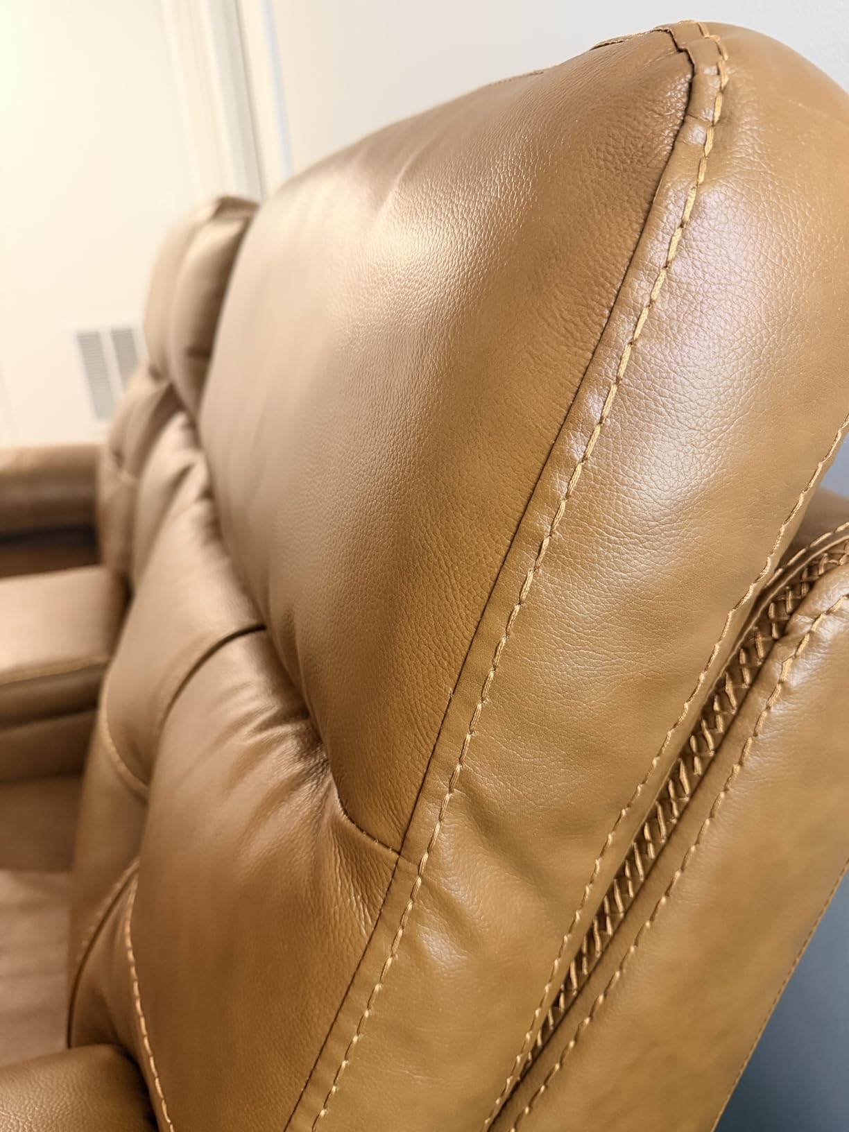 Genuine Leather Power Reclining Sofa Set, Power Recliner Sofa and Loveseat Set, 2 Pieces Leather Couch with Storage Console, USB Ports, Cup Holders for Living Room, Brown customer photo 1