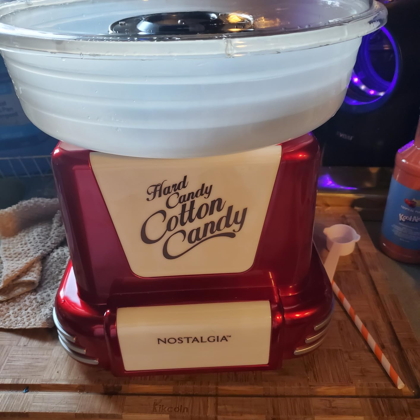Nostalgia Countertop Cotton Candy Machine - Use Normal or Sugar-Free Candy or Flossing Sugar - Includes 2 Reusable Cones and Measuring Scoop - Pink customer photo 2