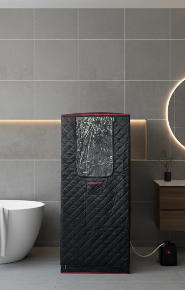 Upgraded Portable Steam Sauna for Home, Sauna Tent with 3L/1200W Steamer, XL Foldable and Remote Control, 99-Min Timer & 15 Power Levels, 2.6' x 2.6' x 5.9' Detox Spa for Relaxation, Jet Black customer photo 1