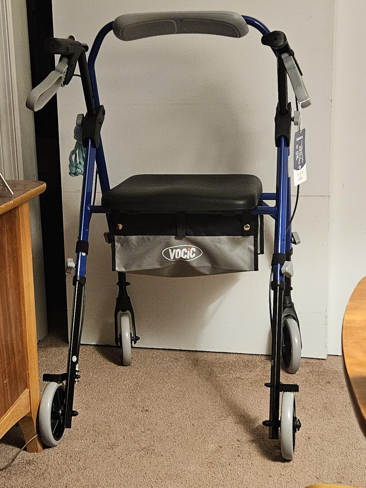 VOCIC Z11 Rollator Walker for Seniors with Seat, 380 LBS | Lightweight Design with Ergo Seat & Backrest, Height Adjustable & Easily Foldable for Seniors' Mobility, Blue customer photo 1