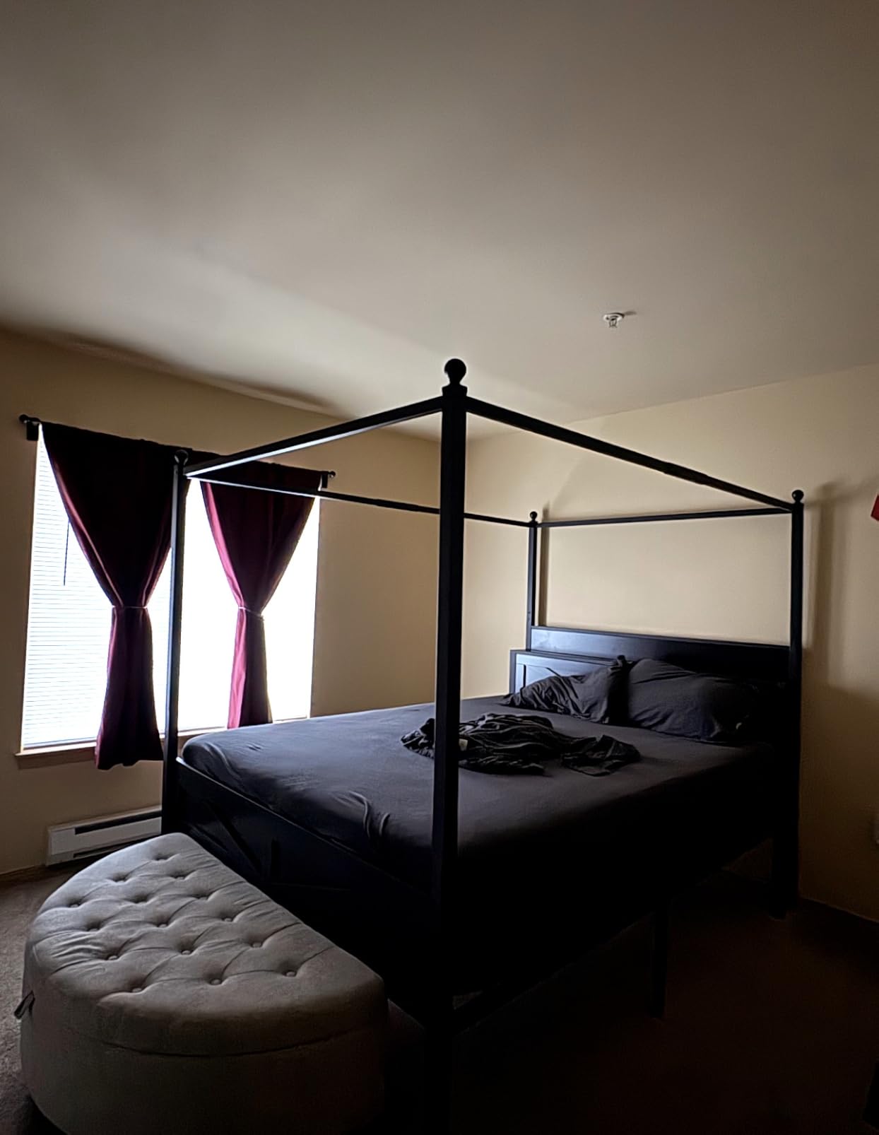 Canopy Bed Frame Queen Size with Storage Headboard, Black | Vintage Farmhouse Four-Poster bed, LED & Charging Station, Under-Bed Storage Space, No Box Spring Needed, Easy Assembly customer photo 2