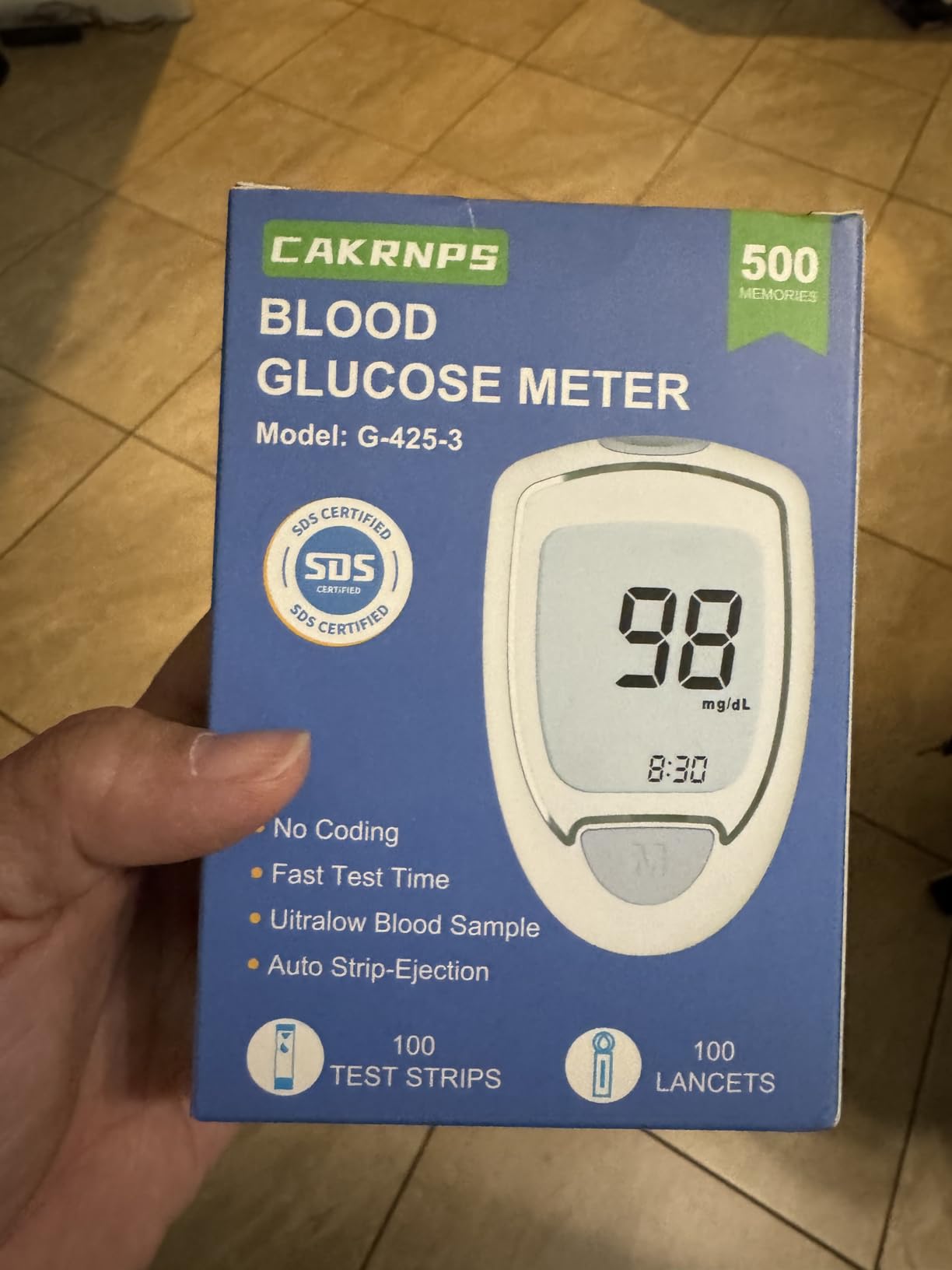 Blood Glucose Monitor, Glucometer Kit with 100 Strips and Lancets, Diabetic Testing Kit with Auto Eject, No Coding, Large Display for Seniors, Blood Sugar Testing Kit for Travel & Home Use customer photo 1