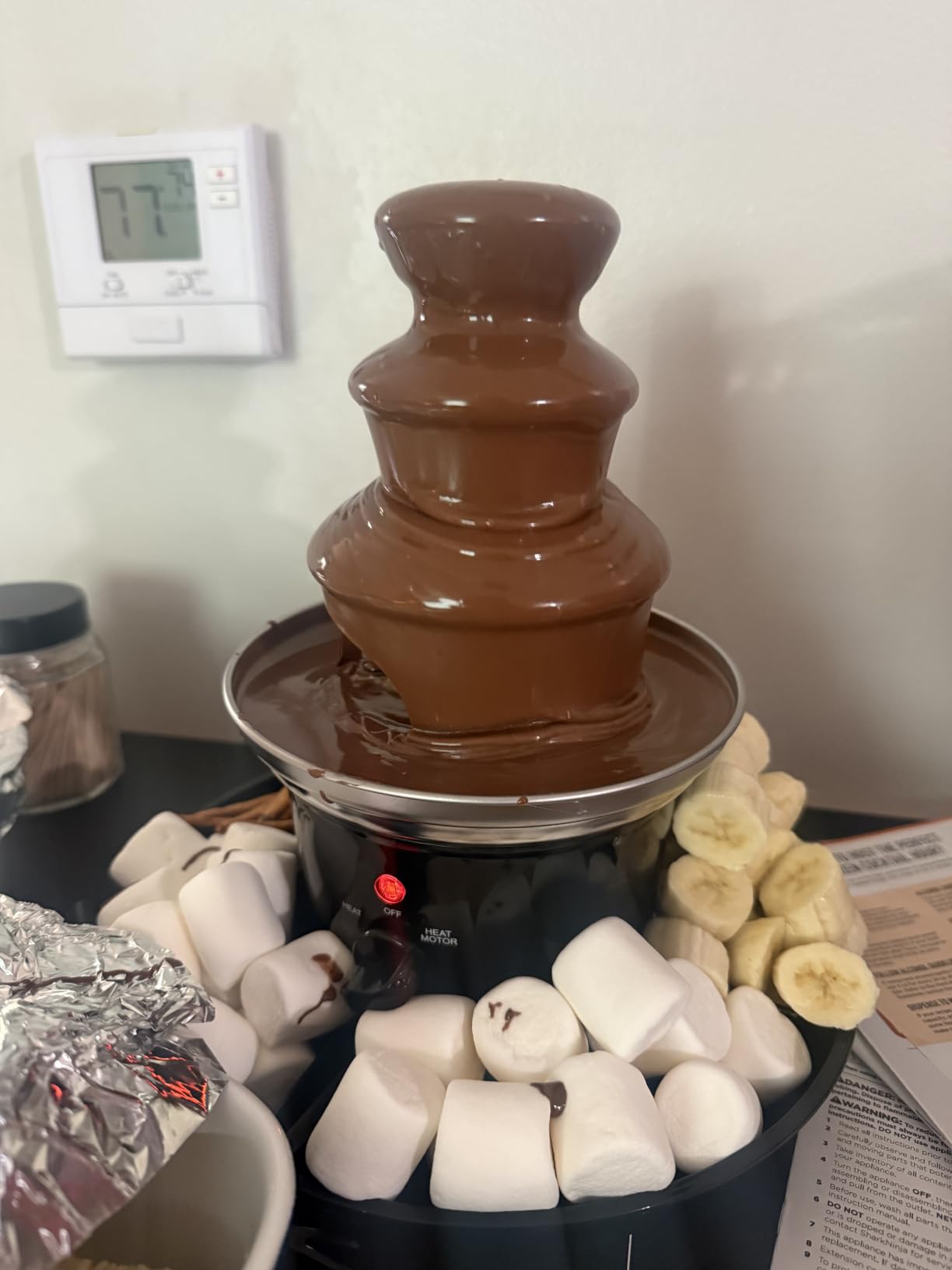 5-Tier Commercial Chocolate Fountain, 7-Pound Capability Hot Chocolate Fondue Tower, 230W Pure Copper Motor, 86-230°F Removable Stainless Steel Layer Tower (5 Layers - Black) customer photo 1