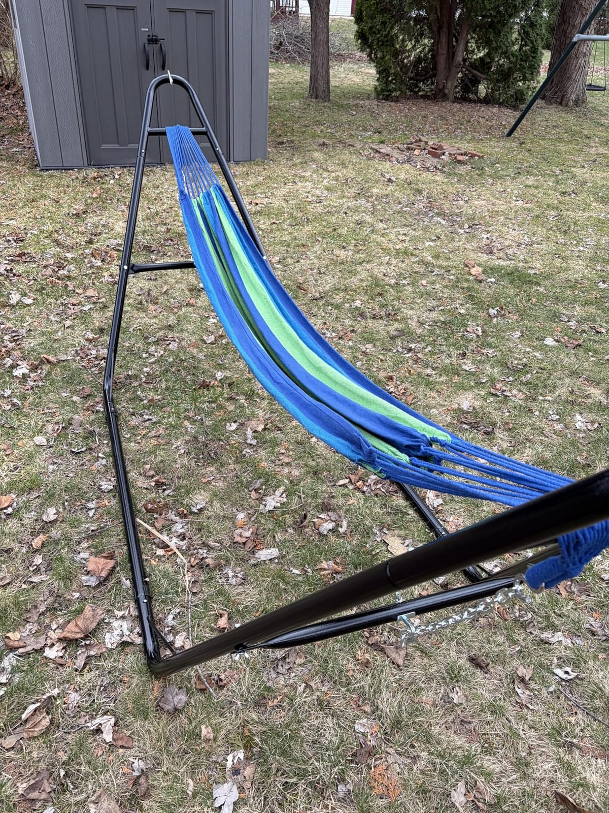Durable Heavy Duty Steel Hammock Stand for Outside, 550LBS Capacity | Portable, Easy Assembly, Adjustable for Indoor, Yard, Camping, or Outdoor, Patio, Accommodate hammocks up to 9-13 ft customer photo 1