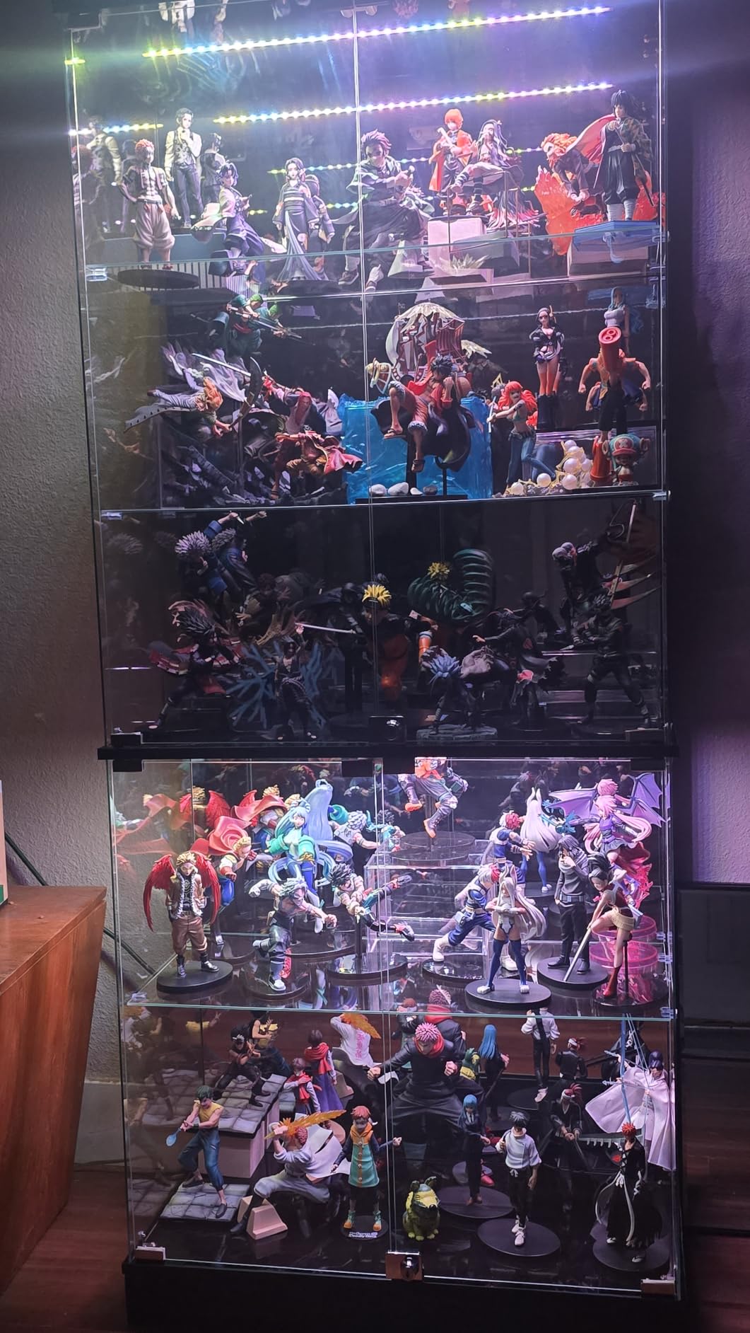Glass Display Cabinet with RGB Lights - 5-Tiers Curio Cabinet Display Case with Lock, Frameless Display Shelf for Collectibles & Legos, Living Room Bookcase Storage Cabinet, Gift for Father (Black) customer photo 1