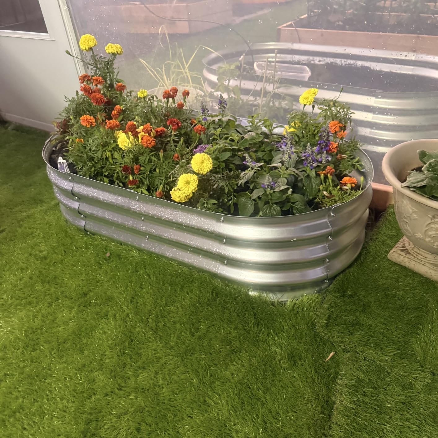 Galvanized Raised Garden Bed Outdoor, 4x2x1ft(2Pack) Metal Heavy Duty Planter Boxes for Gardening, Easy Assemble Bottomless Small Oval Plant Container Kit for Vegetable, Flower, Fruit, Silver customer photo 2