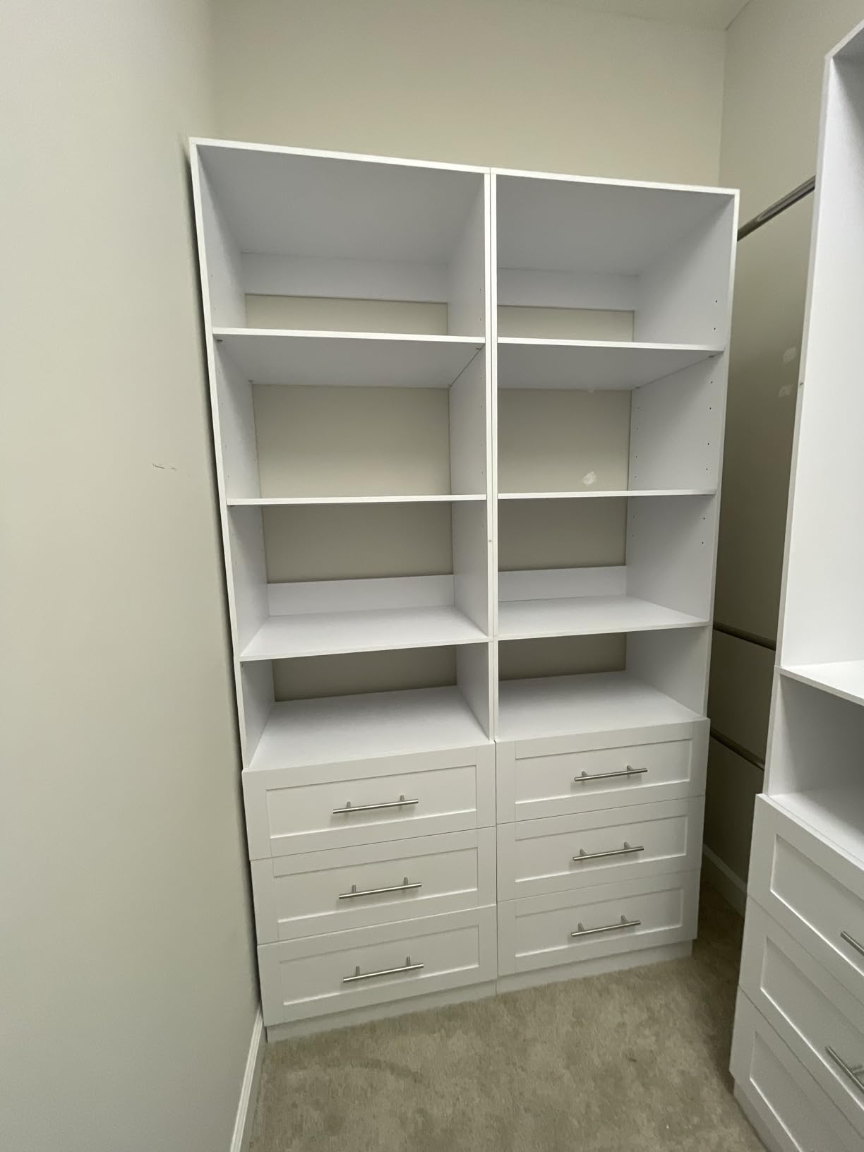 Closet System with 9 Drawers, Corner Closet Organizer Systems with 9 Shelves & 9 Hanging Rods L-Shaped Walk in Closet Freestanding Corner Tower Modular Storage System 4 Sets 2800+ Lbs Capacity White customer photo 1