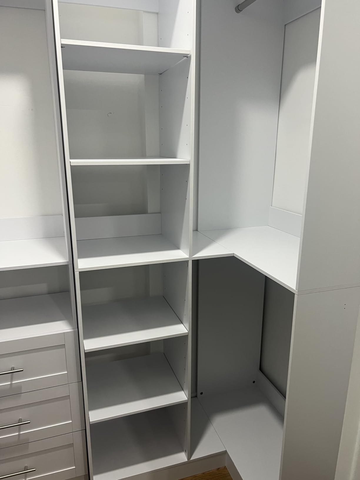 Closet System with 9 Drawers, Corner Closet Organizer Systems with 9 Shelves & 9 Hanging Rods L-Shaped Walk in Closet Freestanding Corner Tower Modular Storage System 4 Sets 2800+ Lbs Capacity White customer photo 2