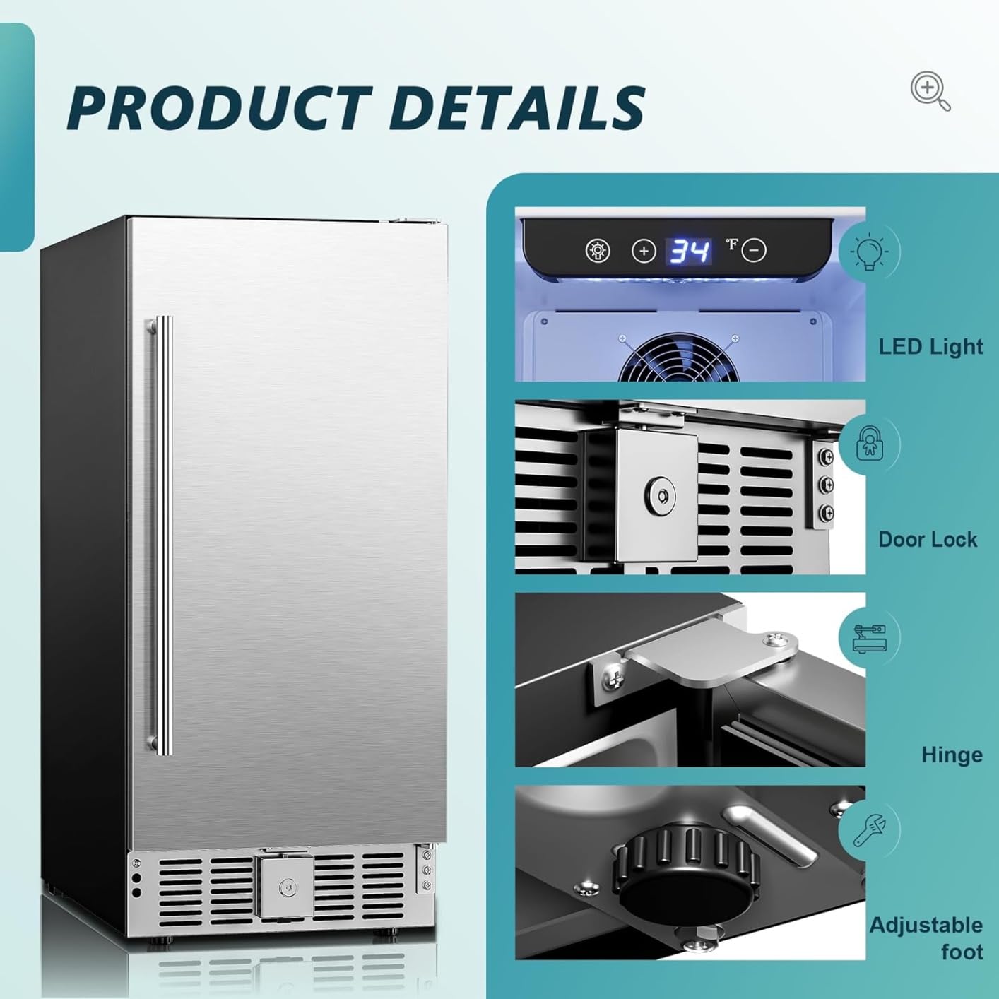 EUHOMY 24 Inch Beverage Refrigerator, Undercounter Beverage Fridge 180 Can with Stainless Steel Door for Home Patio, Beverage Cooler Built-in or Freestanding customer photo 2
