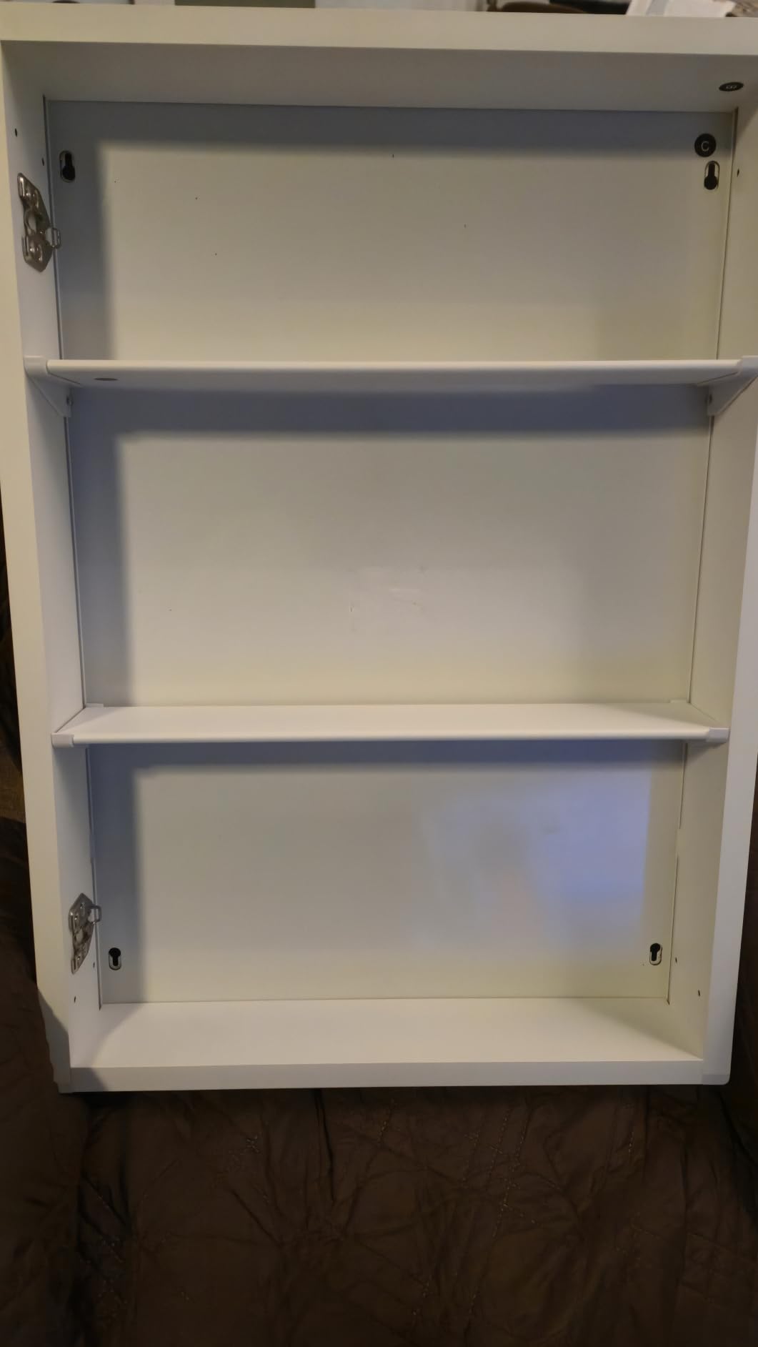 14 x 18 Recessed Medicine Cabinet with Mirror, Assembly Required, Silver Medicine Cabinet for Bathroom, Tempered Beveled Mirror, Stepless Adjustable Shelves, DTC Hinge customer photo 2